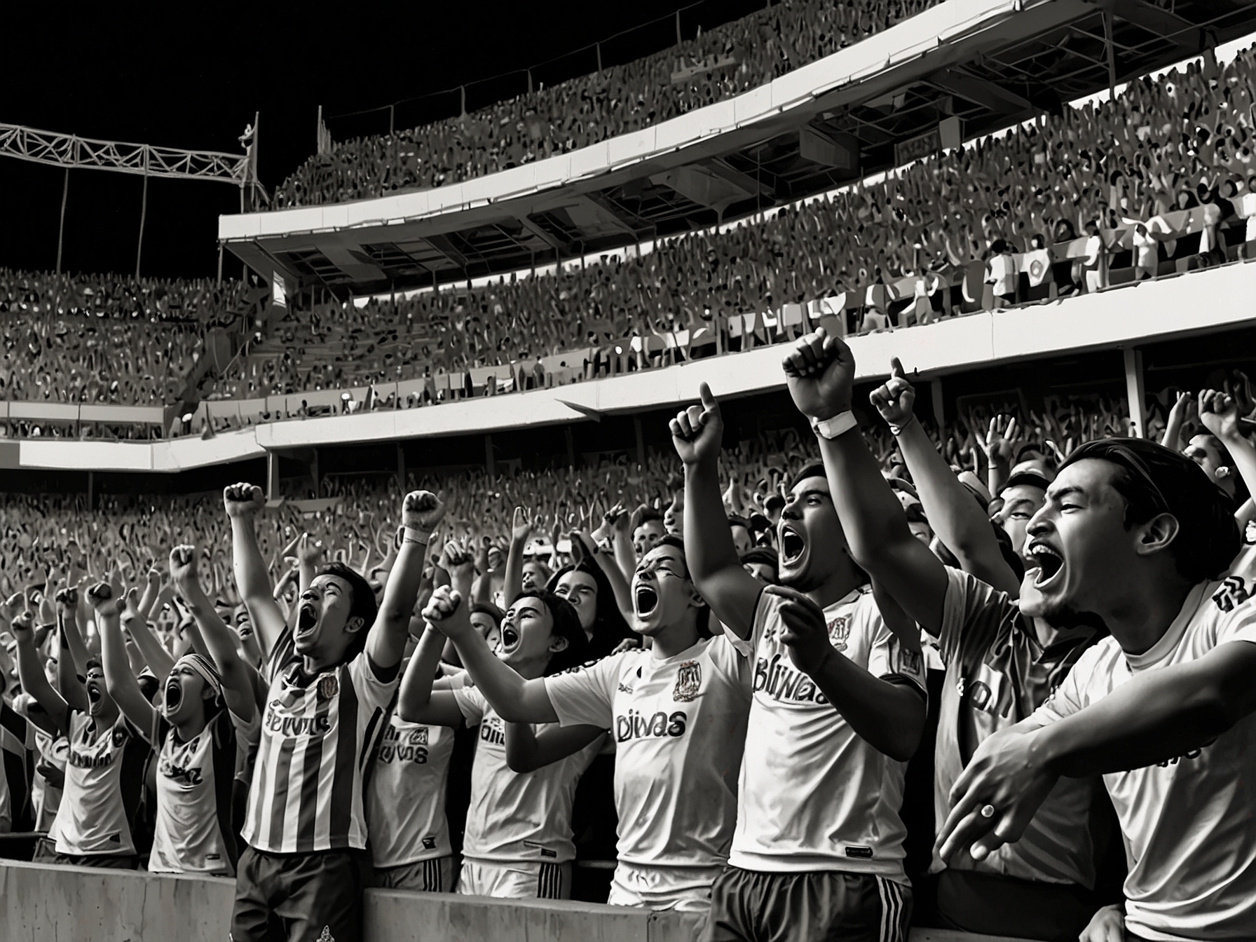 The intense atmosphere at Estadio Akron as Tapatío fans wave flags and banners, eagerly anticipating the second leg of the championship final.
