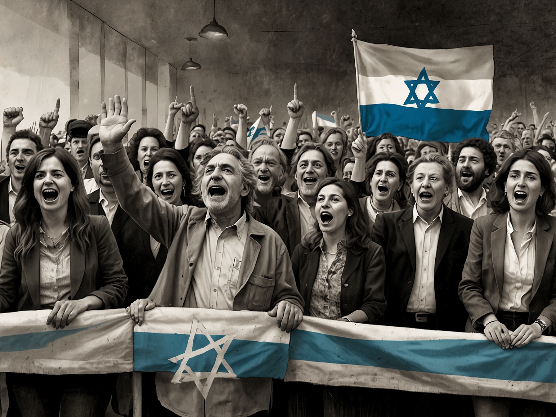 Protesters holding signs for community unity and advocacy outside a DAIA office, illustrating the division and urgency of addressing antisemitism after recent events.