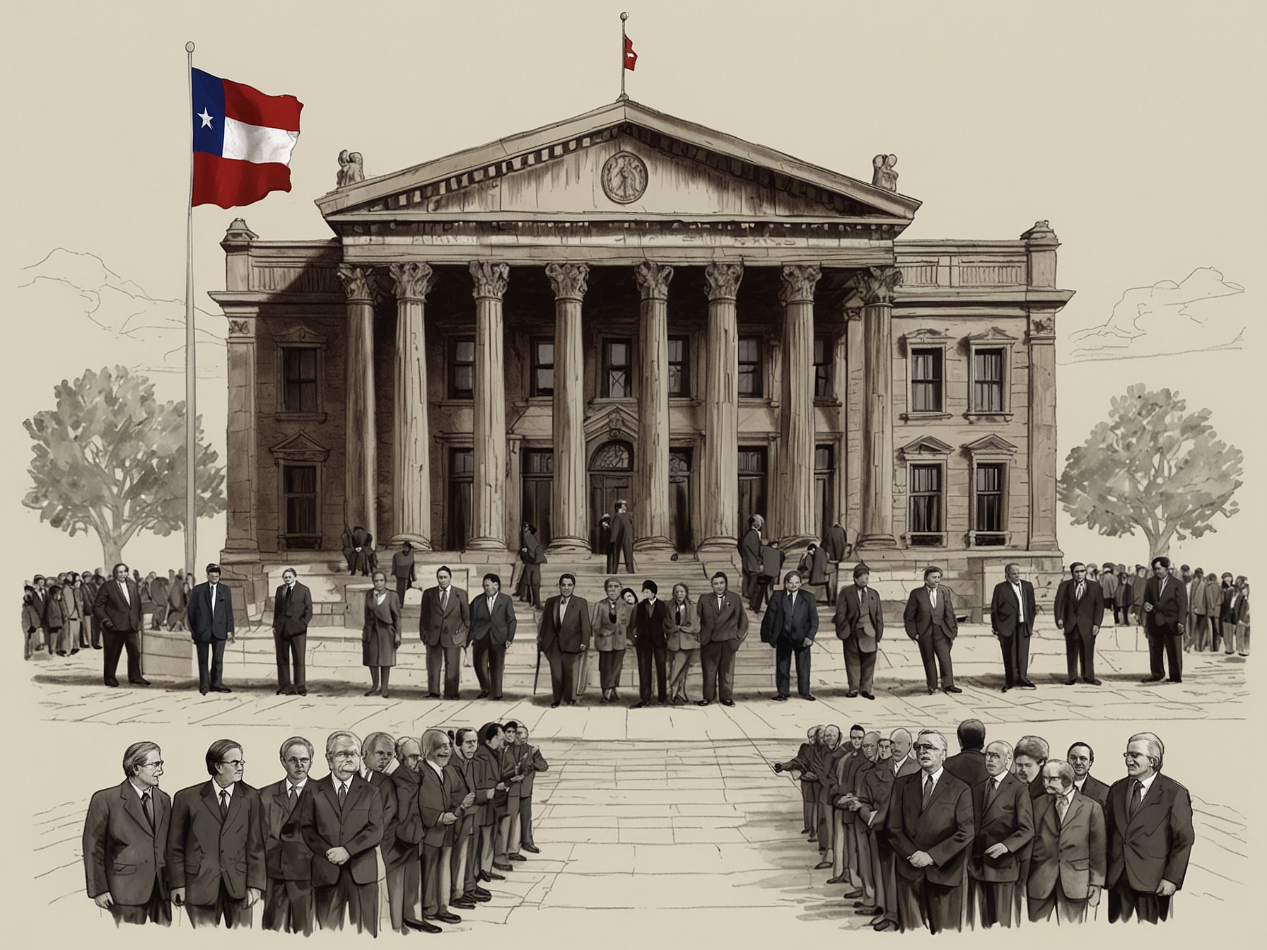 A portrait of a Chilean regional governor engaging with local citizens in a public forum, symbolizing the importance of representation and accountability in governance.