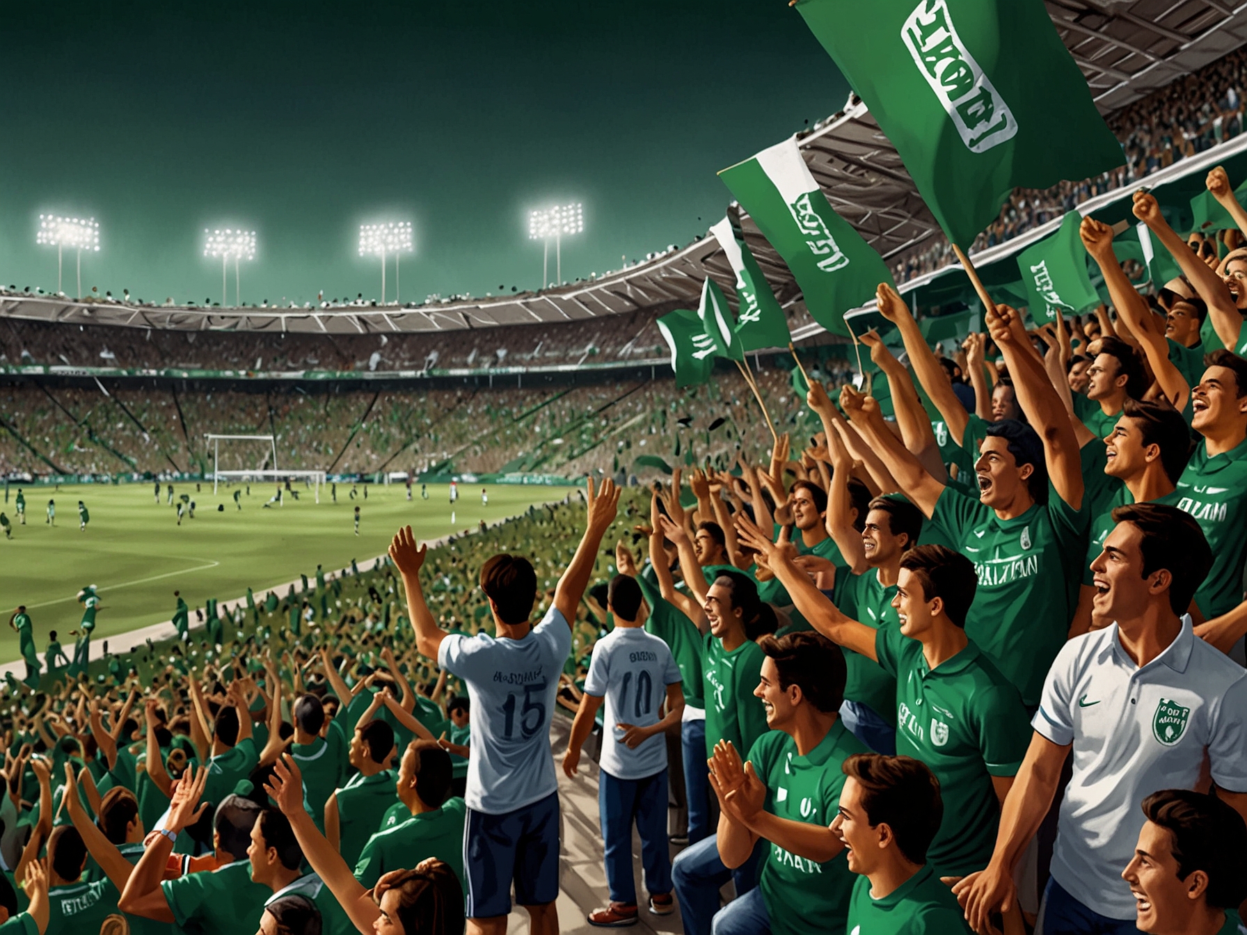 The scoreboard showing the final score of 5-0 in favor of Atlético Nacional, capturing the historic moment of their dominating performance over Santa Fe.