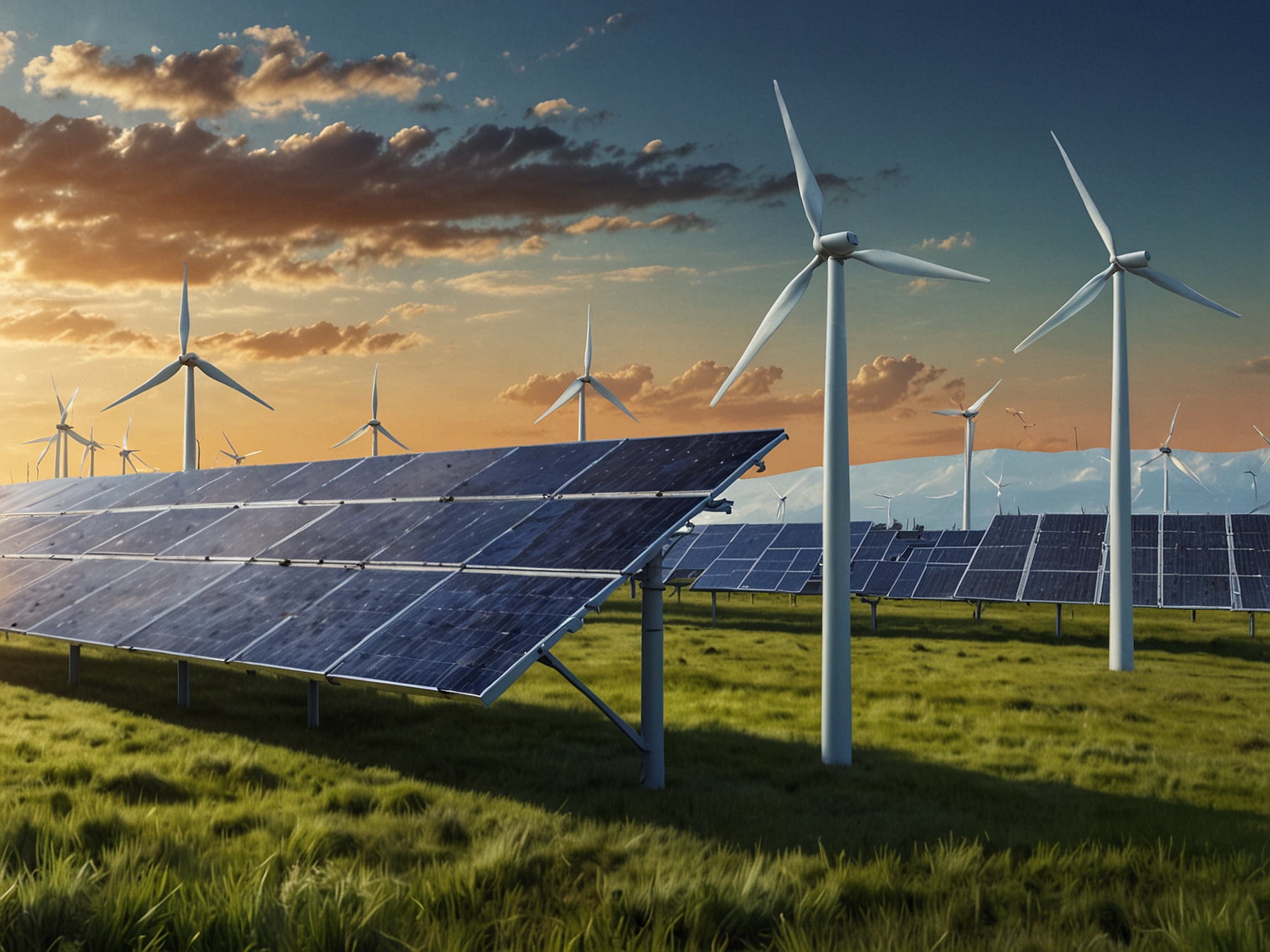 A visual representation of a bustling stock market with green energy symbols, highlighting investor interest in eco-friendly IPOs and sustainable investment opportunities in today's financial landscape.