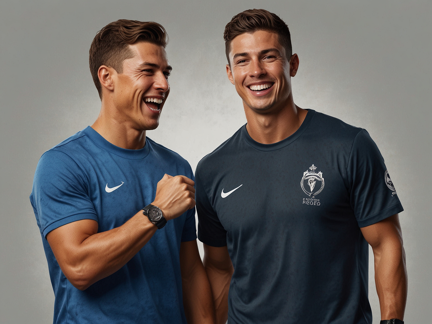 A dynamic artwork representing the fusion of Ronaldo's 'UR Cristiano' channel with MrBeast's innovative content style, illustrating the changing landscape of celebrity interactions.