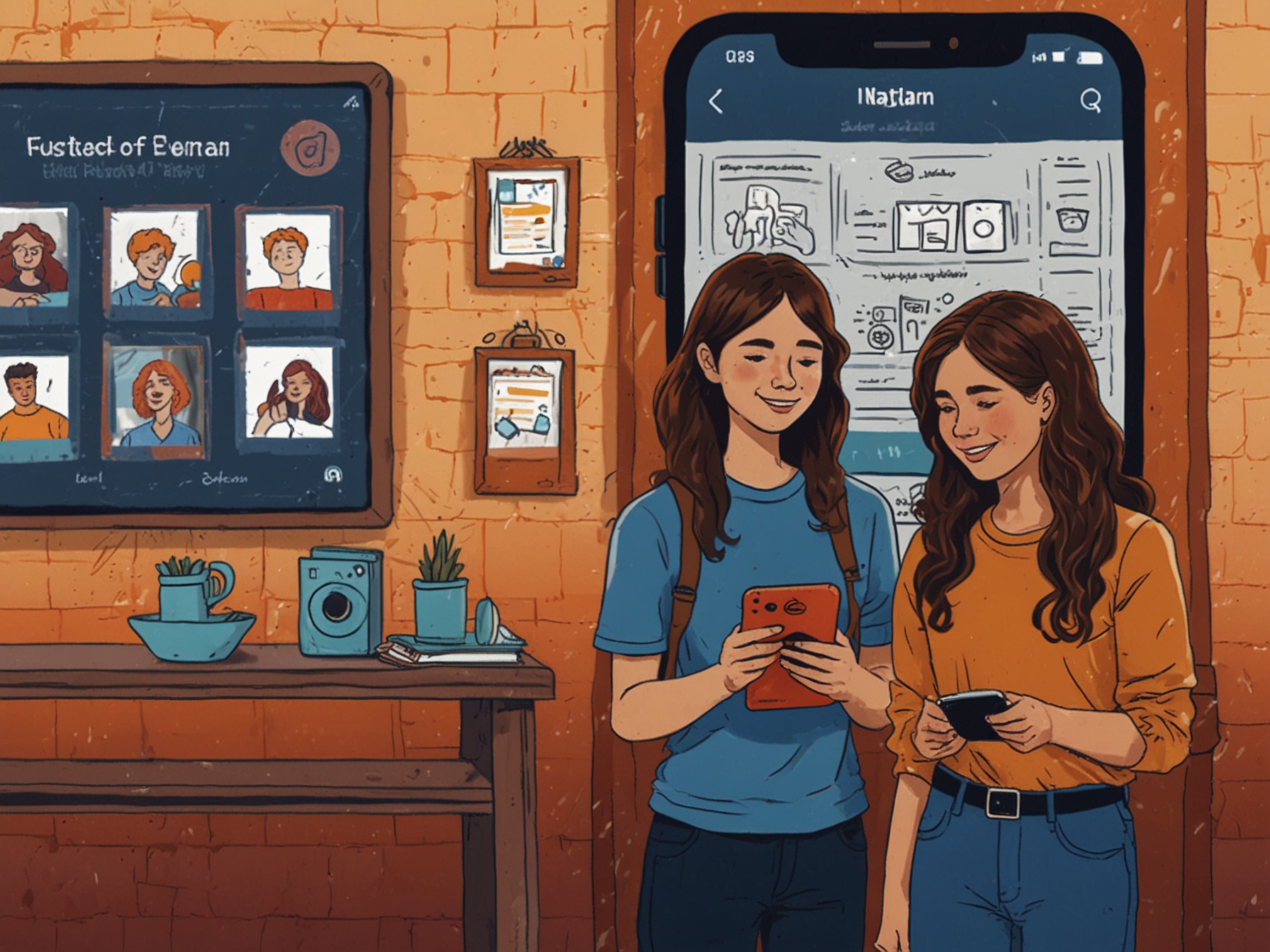 A split image showing a concerned parent discussing online safety with their teenager, along with a screenshot of Instagram's new features for better content management.