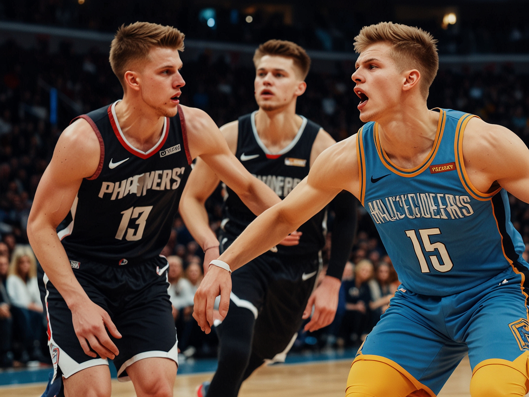 Isaiah Hartenstein celebrating after scoring during his return game, showing intensity and determination as he contributes significantly to the Thunder's victory.