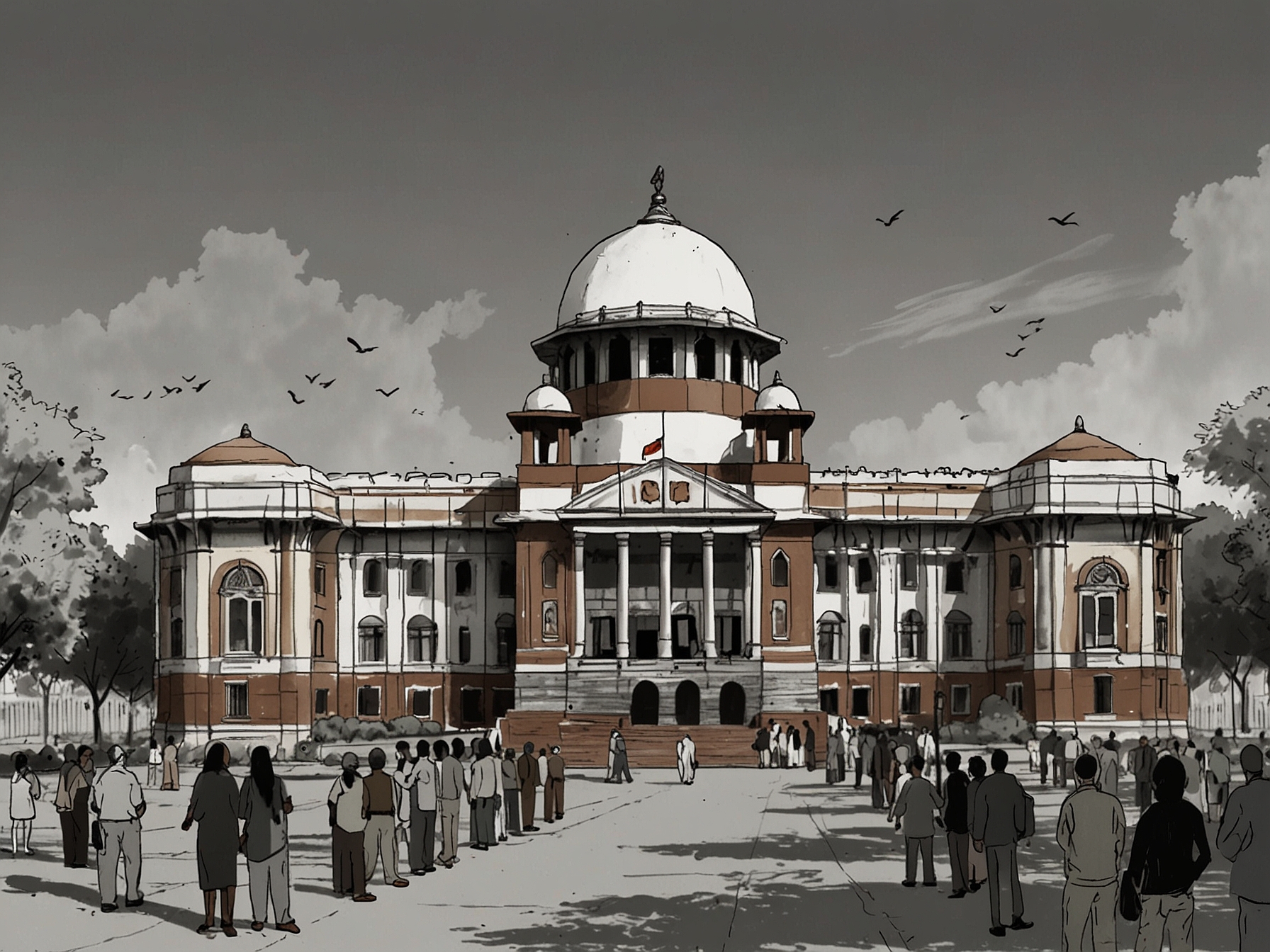A representation of Indian democracy showcasing various political party logos including AIMIM, reflecting the plurality of voices and identities in the nation's political landscape.