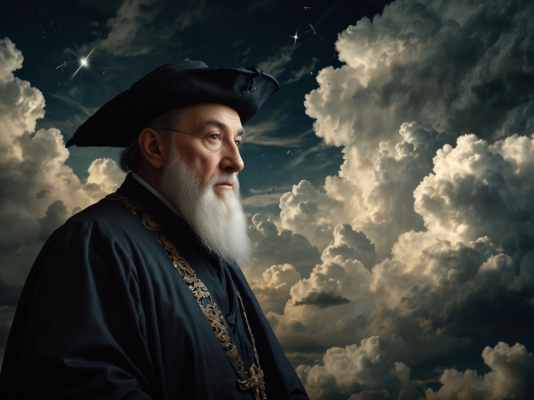 A collage of various global crises, including an earthquake scene, drought and wildfires, and a distressed economy, illustrating the dire predictions made by Nostradamus.