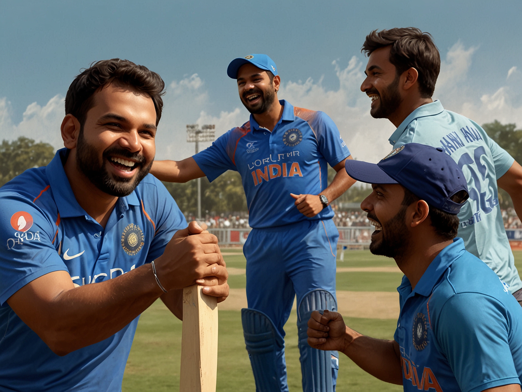 A split image showing Rohit Sharma celebrating a milestone with his family on one side and Yash Dayal training with the Indian cricket team on the other, symbolizing personal joys and professional challenges.