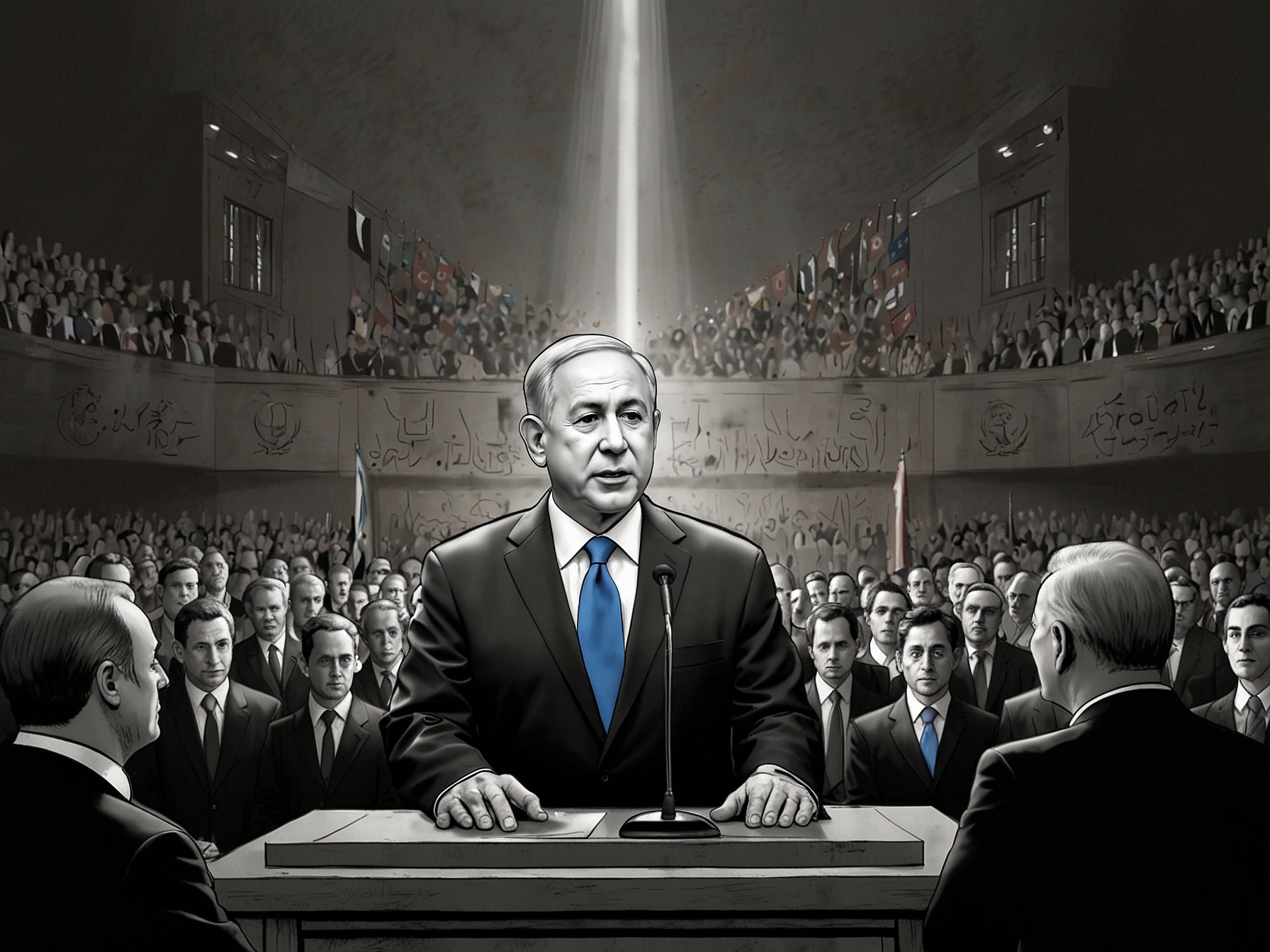 A historical representation of the Dreyfus Affair alongside modern protests, drawing parallels between past and present issues of justice and antisemitism.