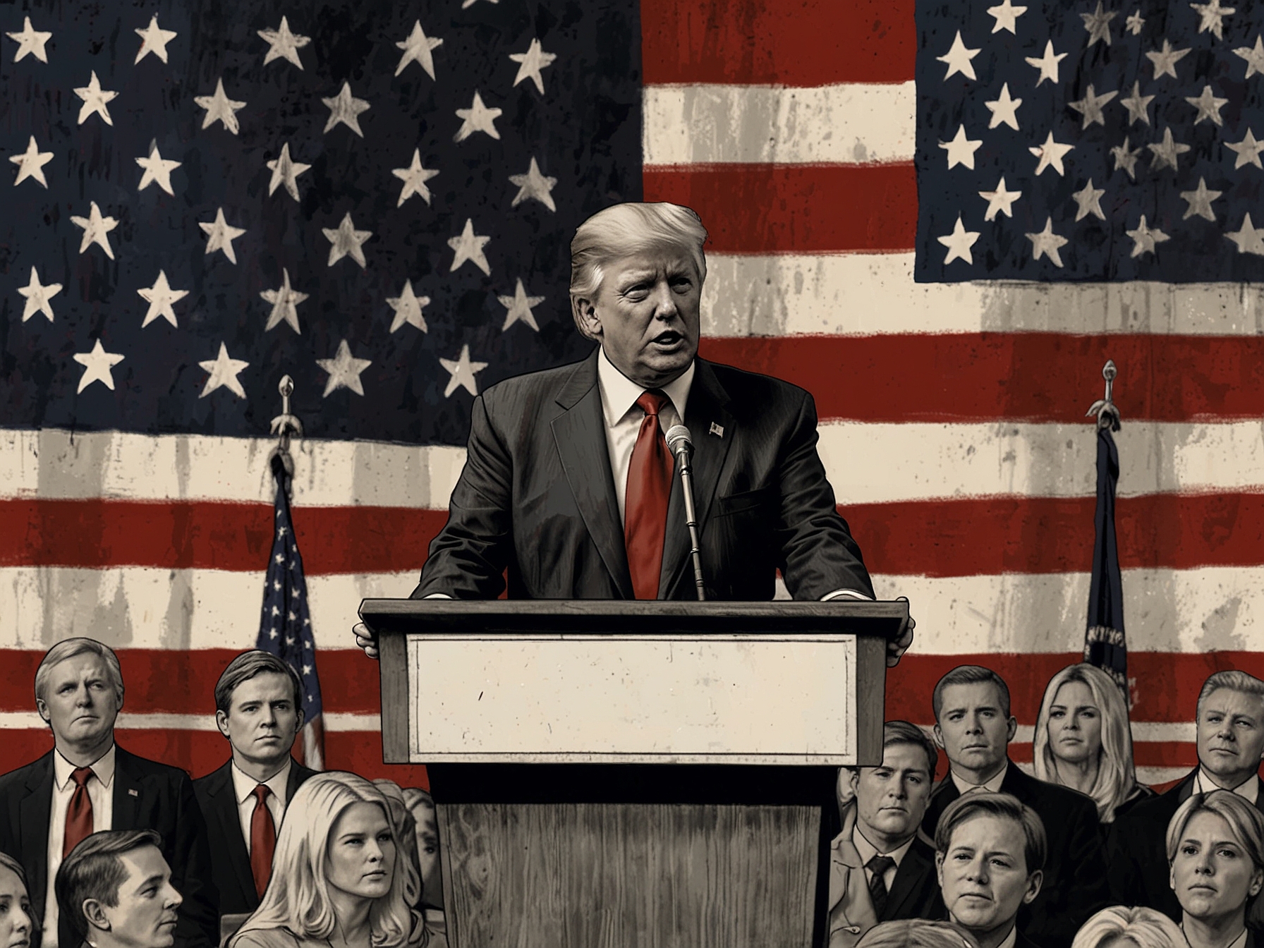 A split image showing Pam Bondi in a formal setting on one side and Matt Gaetz looking concerned on the other, illustrating the contrast between their political trajectories amid controversy.