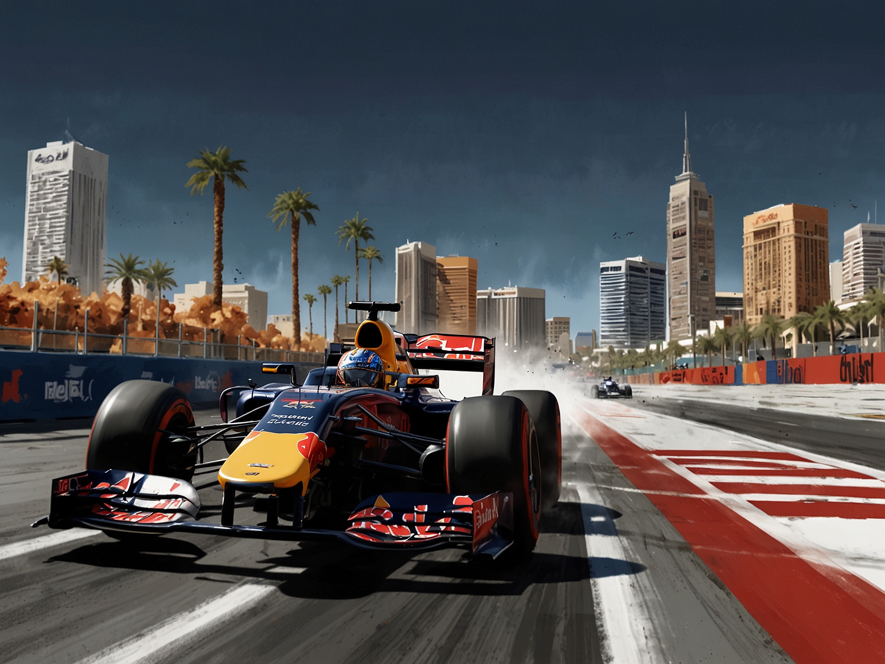 A close-up of the Mercedes team with drivers Hamilton and Russell, illustrating their dominance during practice at the Las Vegas Grand Prix.
