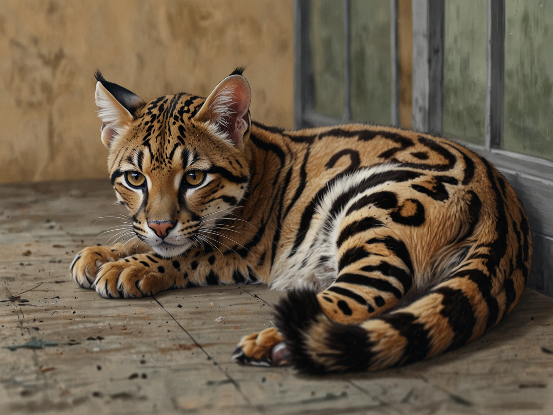 The ocelot being examined by a veterinarian at the Metropolitan Area Wildlife Care, surrounded by medical equipment and care staff, emphasizing the importance of wildlife rehabilitation.