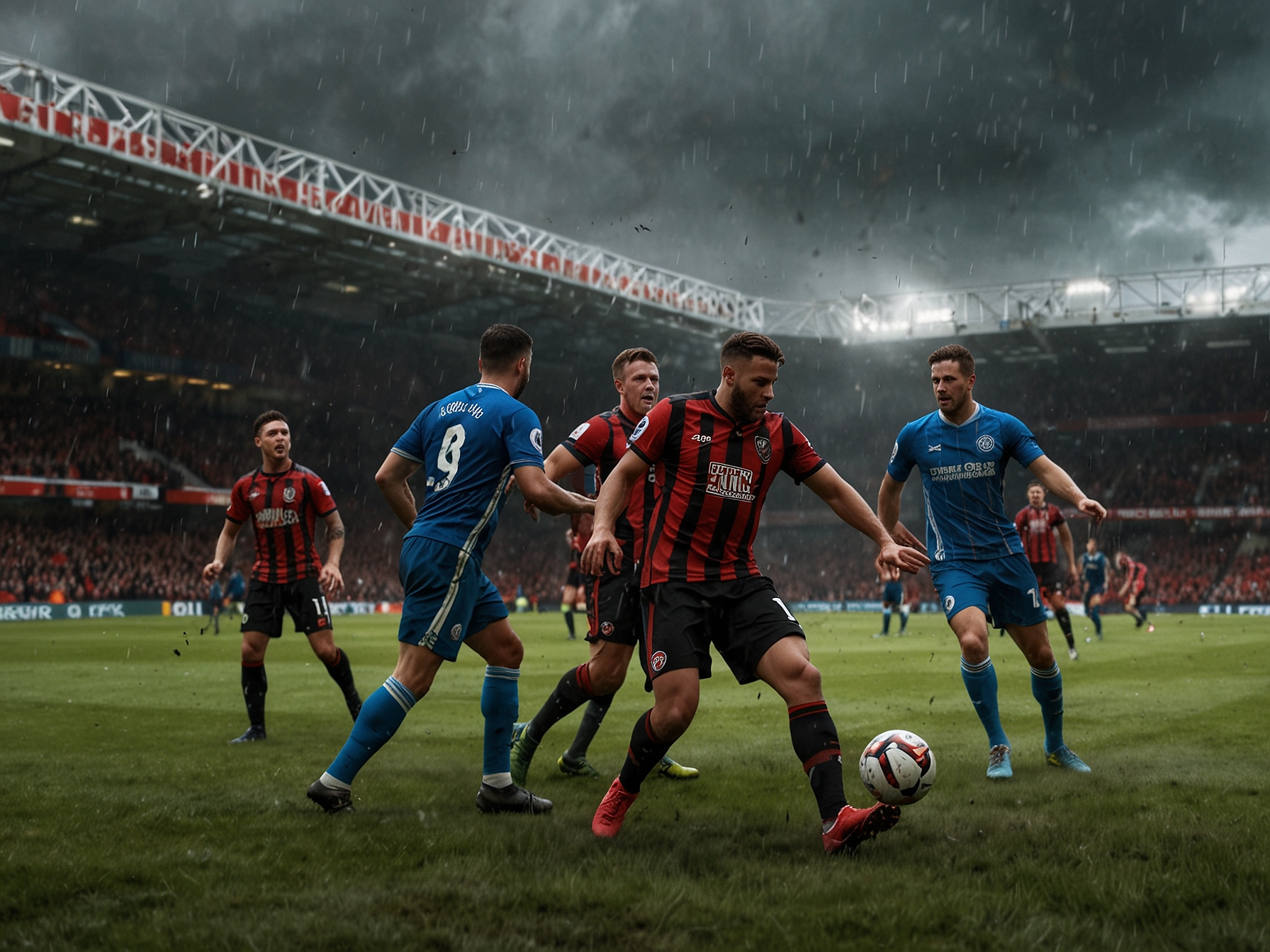 An intense moment captured from the south coast derby, featuring passionate supporters holding banners and flags, illustrating the spirit and rivalry between Bournemouth and Brighton.
