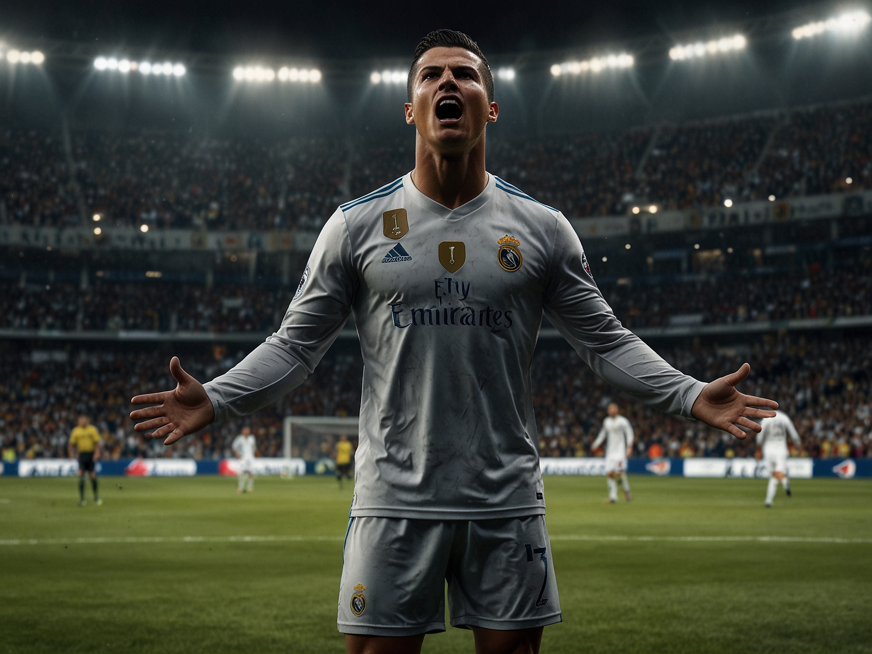 Cristiano Ronaldo in action during the match against Al-Qadisiyah, with fans expressing shock at Al-Nassr's unexpected loss.