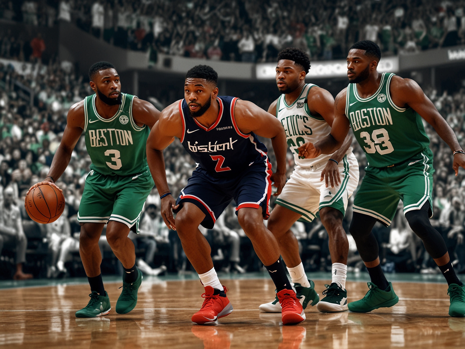 Fans in the Capital One Arena passionately cheering as the Washington Wizards take on the Boston Celtics, highlighting the electric ambiance and the hope for a Wizards victory despite their struggles.