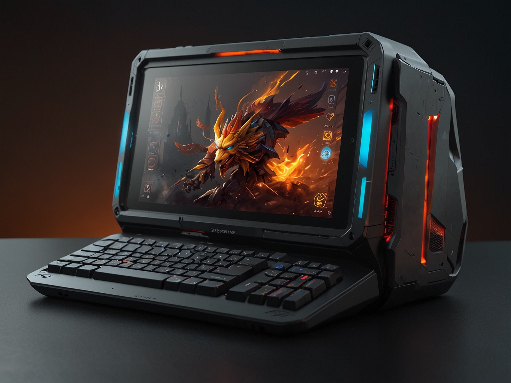 A lifestyle shot of a gamer using the Zeenix Lite in a coffee shop, illustrating the portability and convenience of the device in a casual gaming environment.
