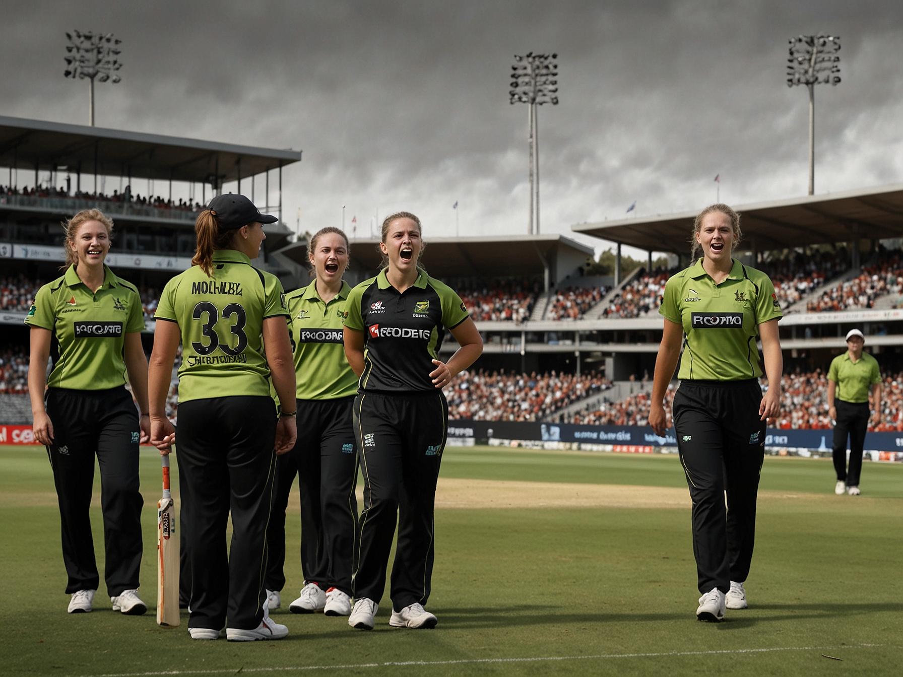 The scoreboard displaying the final score of the match, highlighting the Melbourne Renegades' victory and the Sydney Thunder's disappointing total of 133 runs.