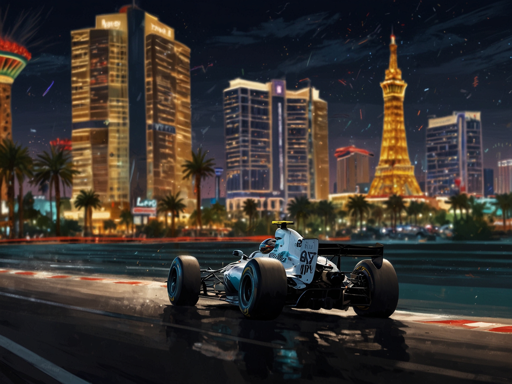 A focused image of the pit lane filled with teams and engineers, capturing the intensity and energy of the F1 practice session as drivers strategize their next moves.
