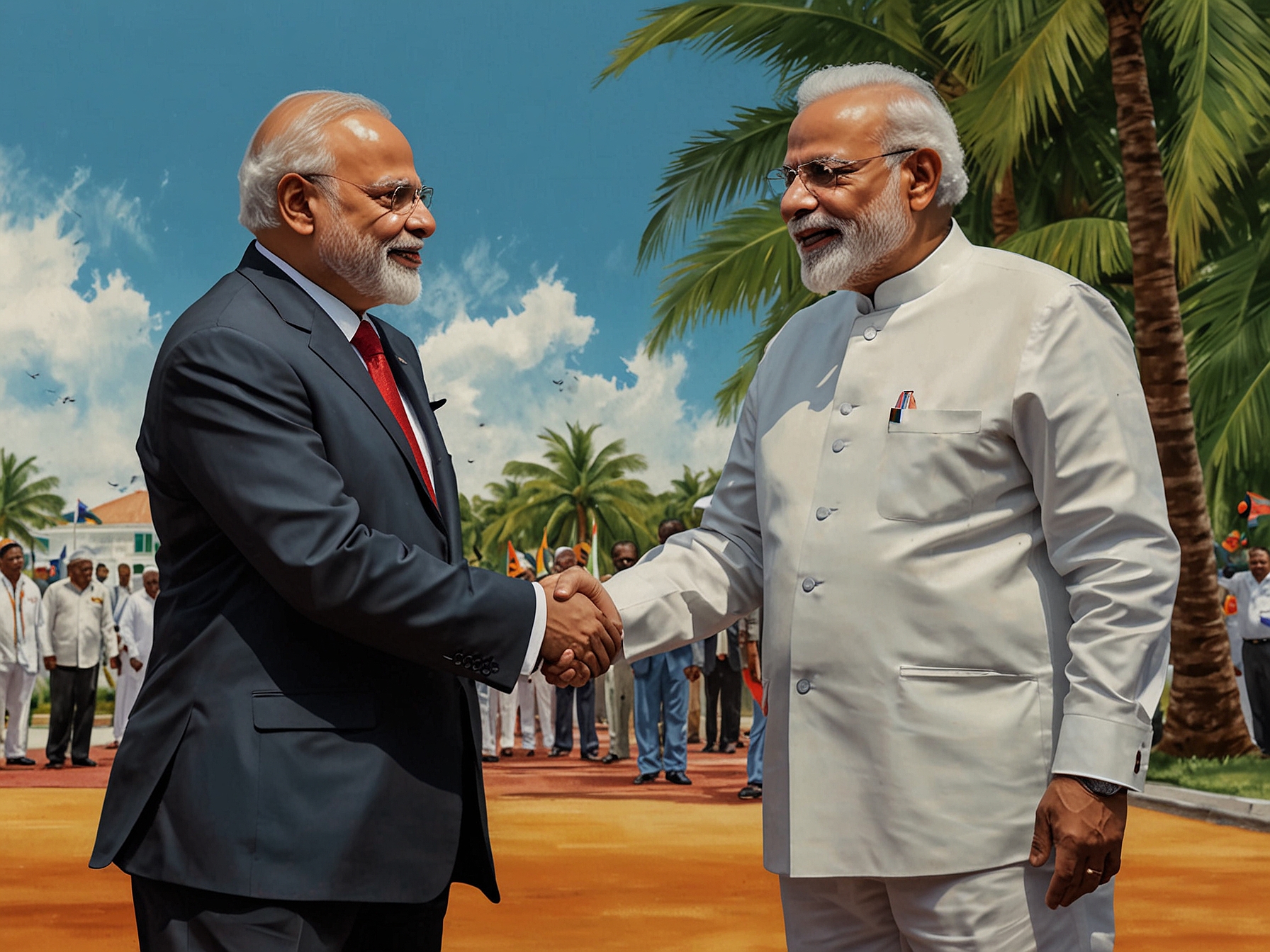 A montage showcasing the rich cultural heritage of the Indo-Guyanese community with colorful festivals, traditional clothing, and vibrant foods that connect their Indian roots.