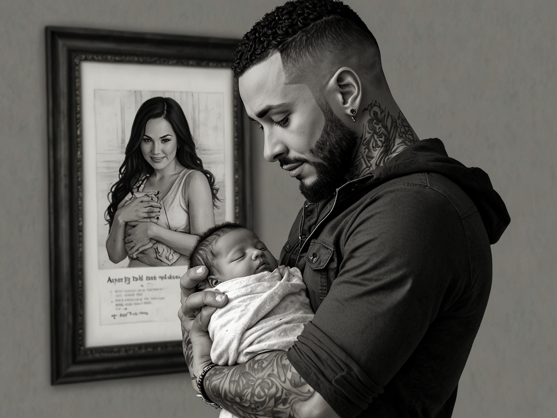 An emotional portrayal of Ashley Cain looking out into the distance, embodying a sense of hope and healing as he navigates the complexities of parenting after loss.