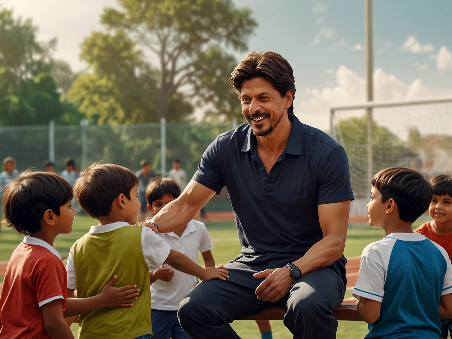 A candid moment capturing Shah Rukh Khan enjoying a light-hearted moment in a park with Ananya Panday and Suhana Khan, illustrating the warmth and connection of their friendship and mentorship.