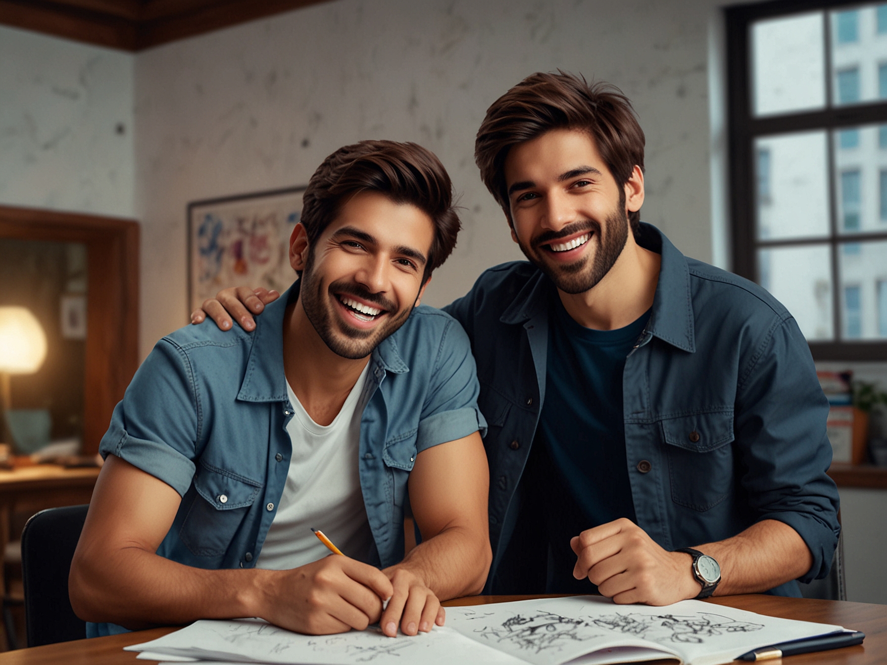 A vibrant scene from the video where Kartik Aaryan teaches MrBeast a catchy dance step, both smiling and filled with energy, reflecting a fun interaction that entertained fans.