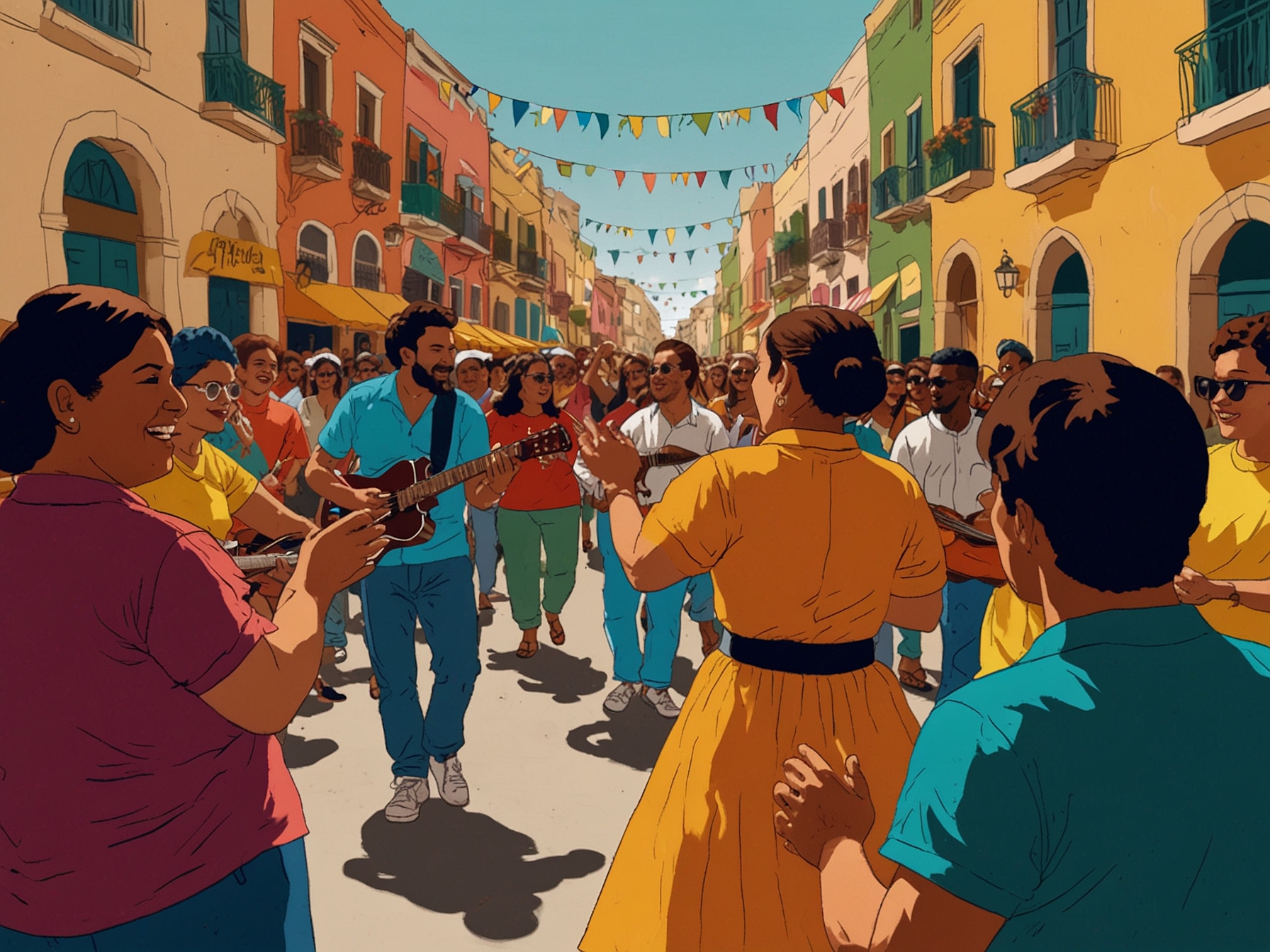 An artistic representation of Santa Cecilia surrounded by musical instruments, symbolizing her legacy as the patron saint of musicians and the emotional connection through music.