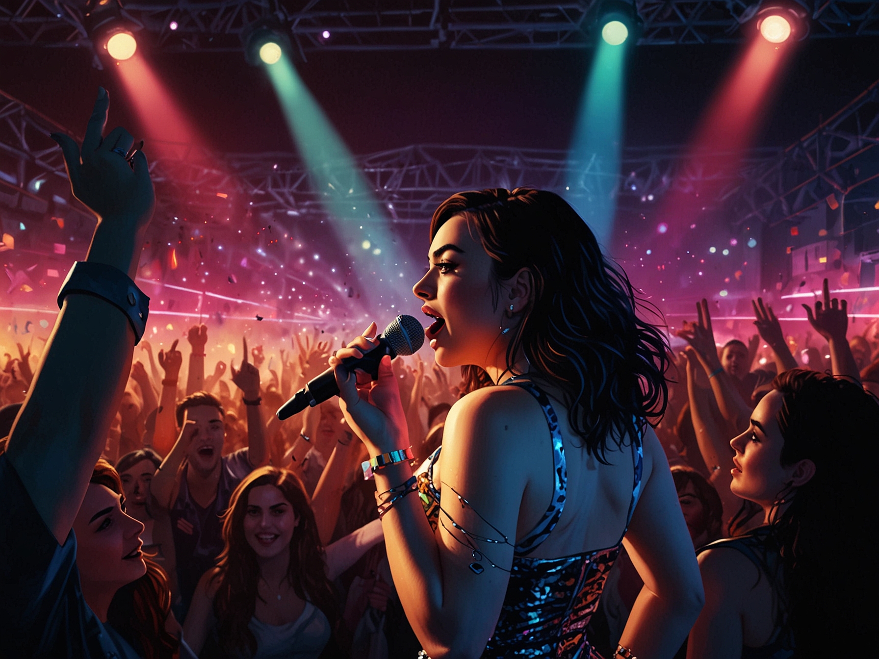 A promotional graphic displaying the 2025 tour dates for Charli XCX, featuring bright colors and artistic elements that reflect her dynamic pop career and the theme of the album 'Brat'.