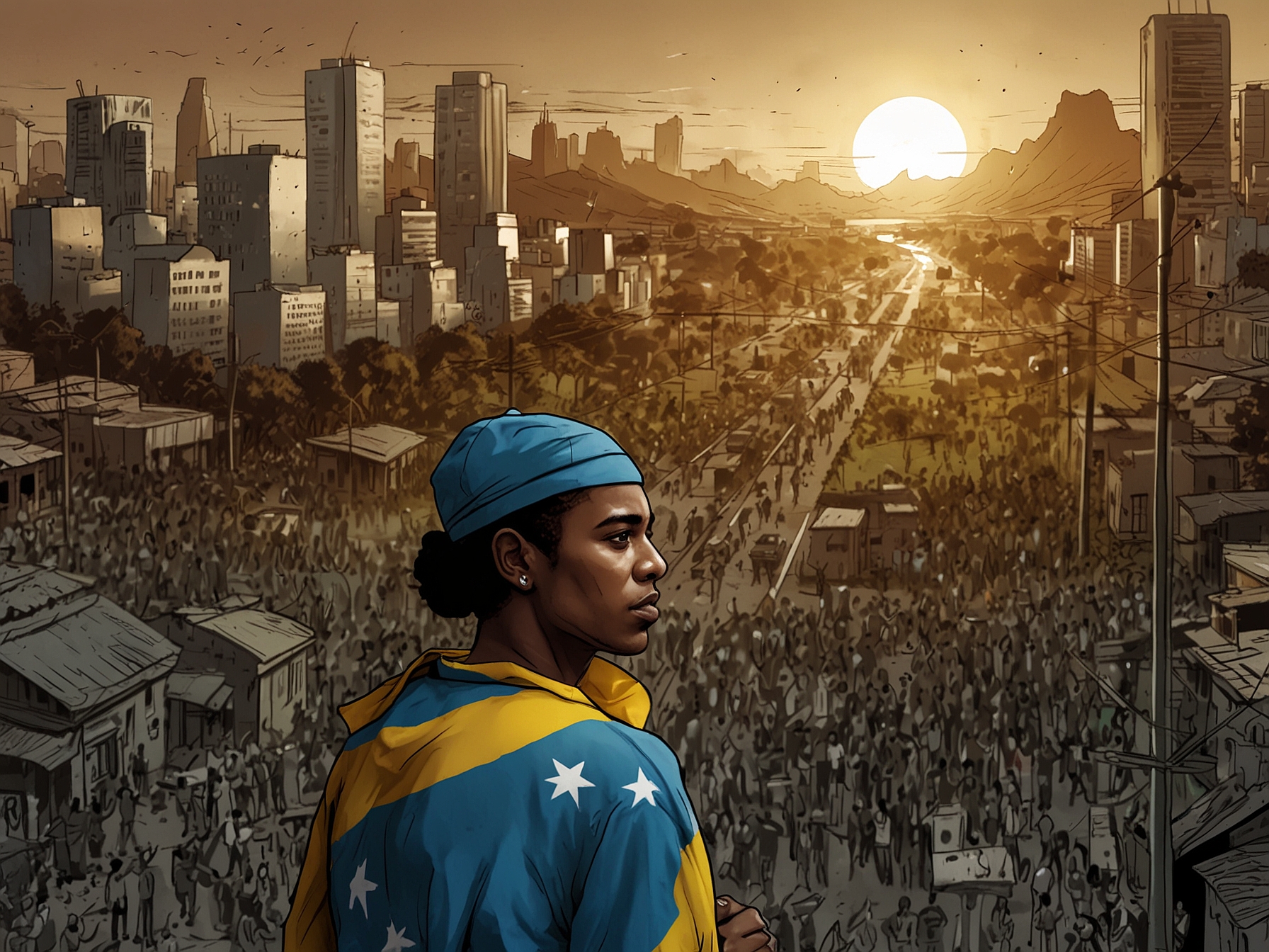 A vibrant depiction of citizens engaging in dialogue and education, symbolizing the quest for empowerment and genuine opportunities amidst political mediocrity.