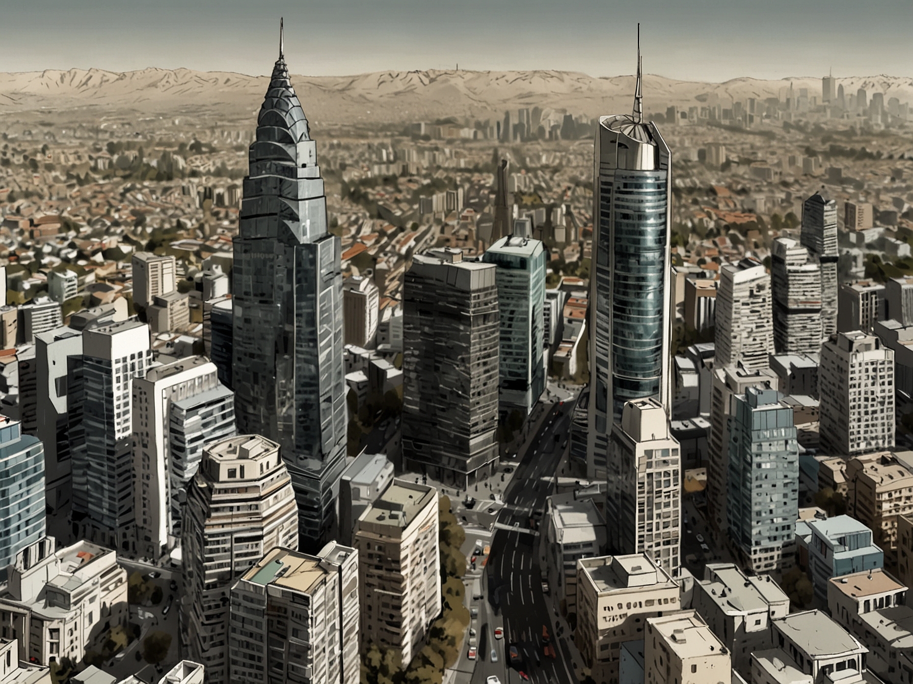 An aerial view of Santiago, Chile, highlighting the bustling urban landscape of the Región Metropolitana, with busy streets reflecting traffic challenges that the new governor must address.