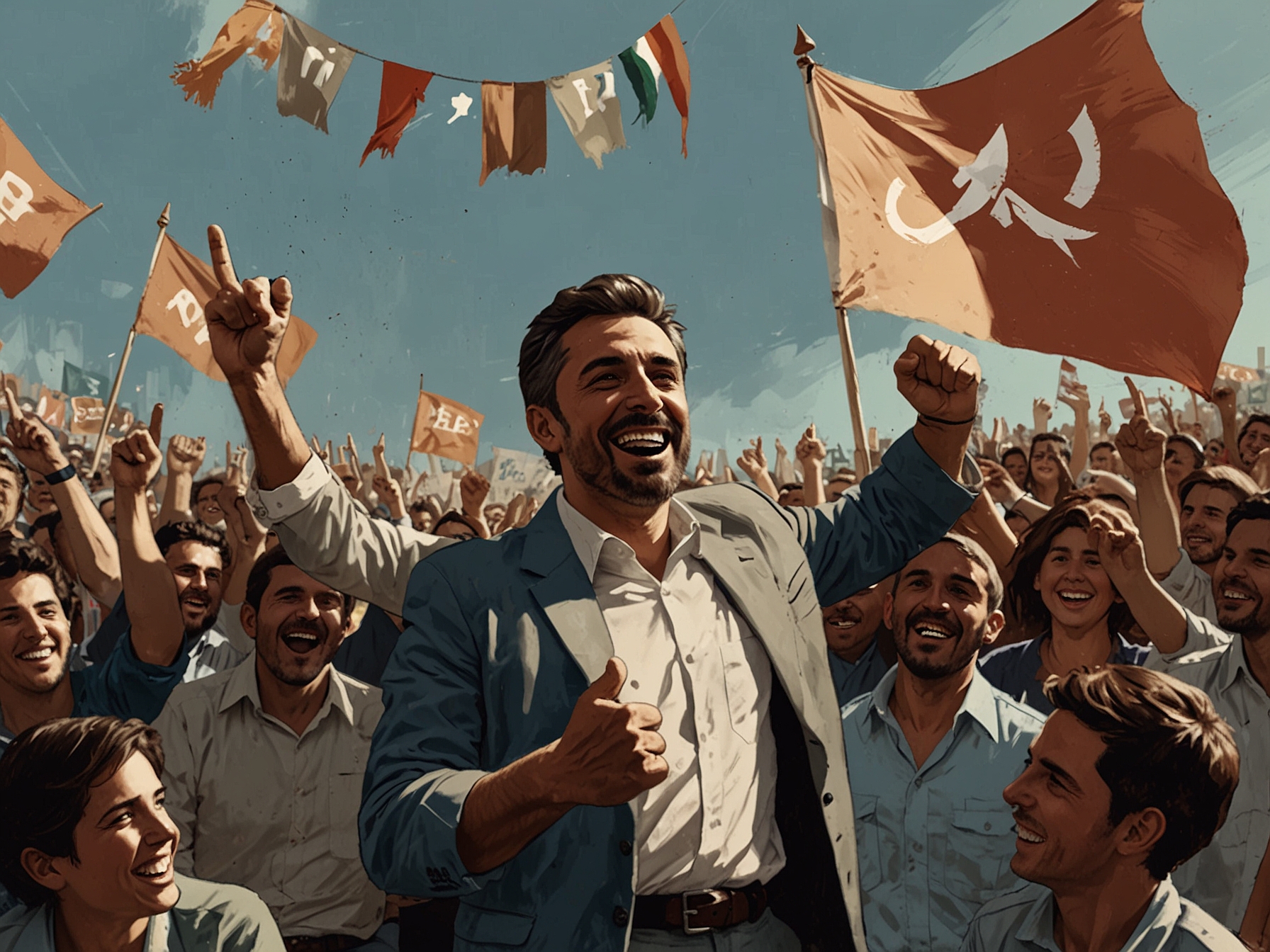 A tense scene from the closely contested election highlights the contrasting sentiments between Giacaman and Navarro supporters, illustrating the divided political atmosphere in Biobío as results are announced.
