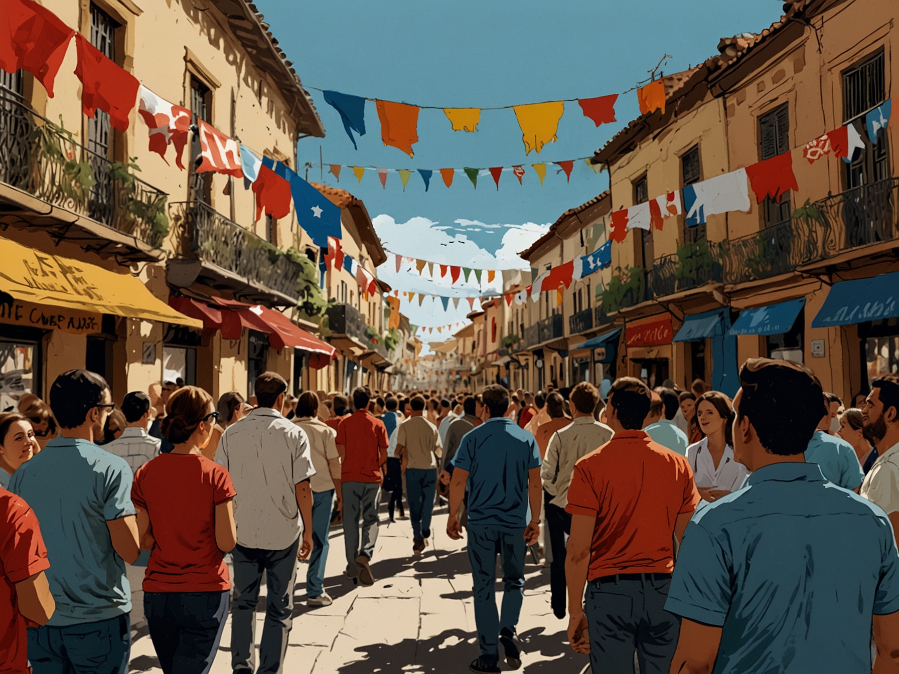Pedro Álvarez-Salamanca standing on a podium, joyfully addressing a crowd of enthusiastic supporters during his victory speech, with smiles and excitement all around.