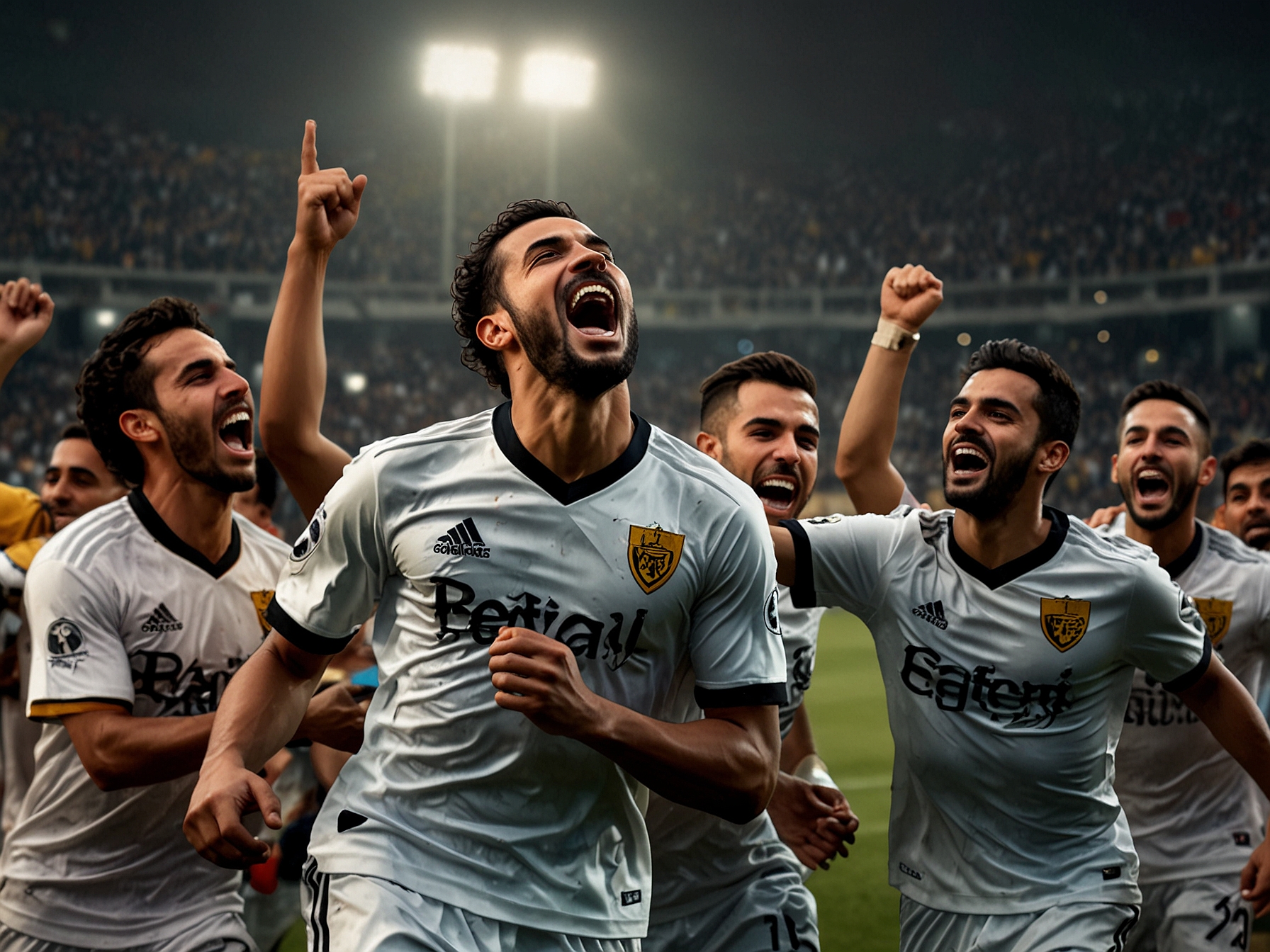 An intense moment from the match with Steven Bergwijn challenging Al Fateh's defense, highlighting the competitive spirit and high stakes of the Saudi League.