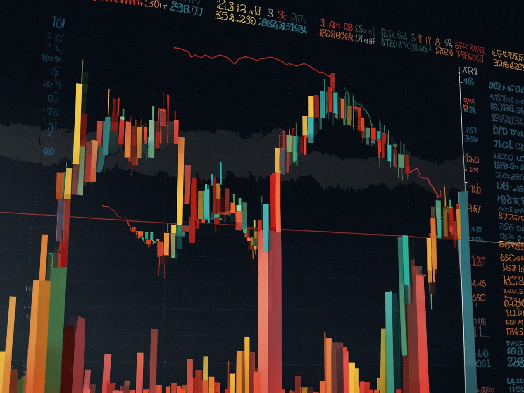 An illustration of a stock market graph showing a notable increase in the Nifty 50 index, with highlighted potential growth stocks like Reliance and Bajaj Finance. The background indicates bullish market sentiment.