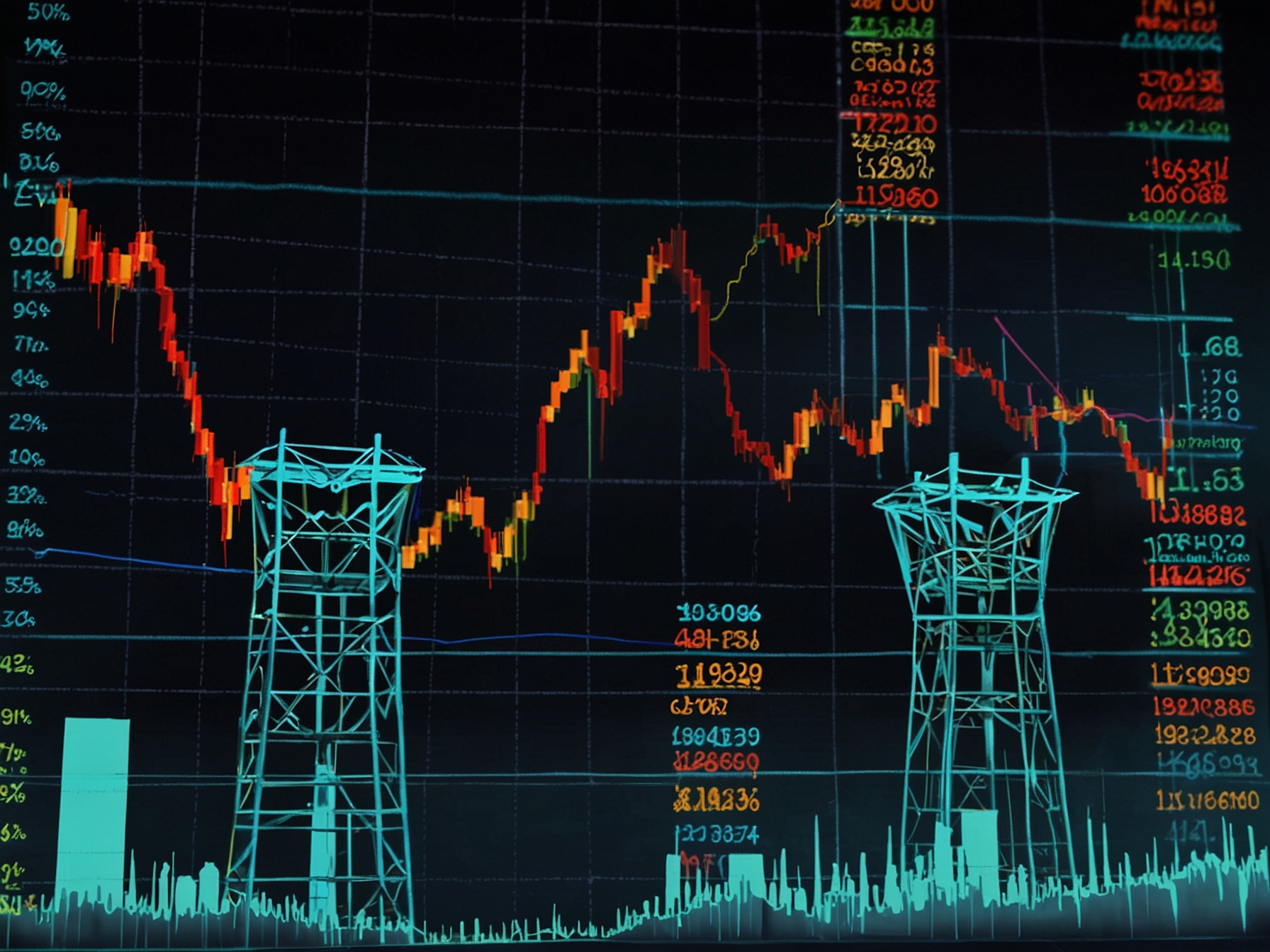 An infographic displaying key technical indicators and fundamental metrics for Power Grid, showcasing moving averages and financial ratios that influence stock performance.
