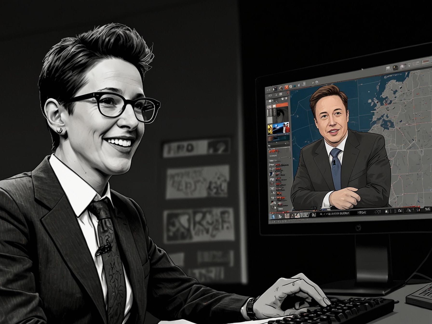 A collage featuring social media reactions, memes about the incident, and screenshots of news articles discussing Maddow's response, representing the buzz generated by the whole scenario.