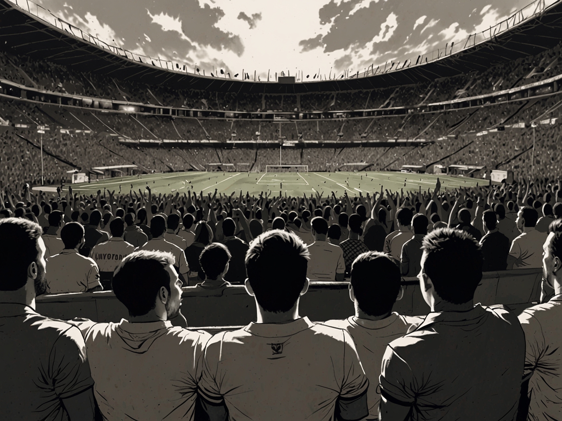 A panoramic view of Novorizontino's team huddled together, strategizing during a match, showcasing their determination and the spirit of teamwork.