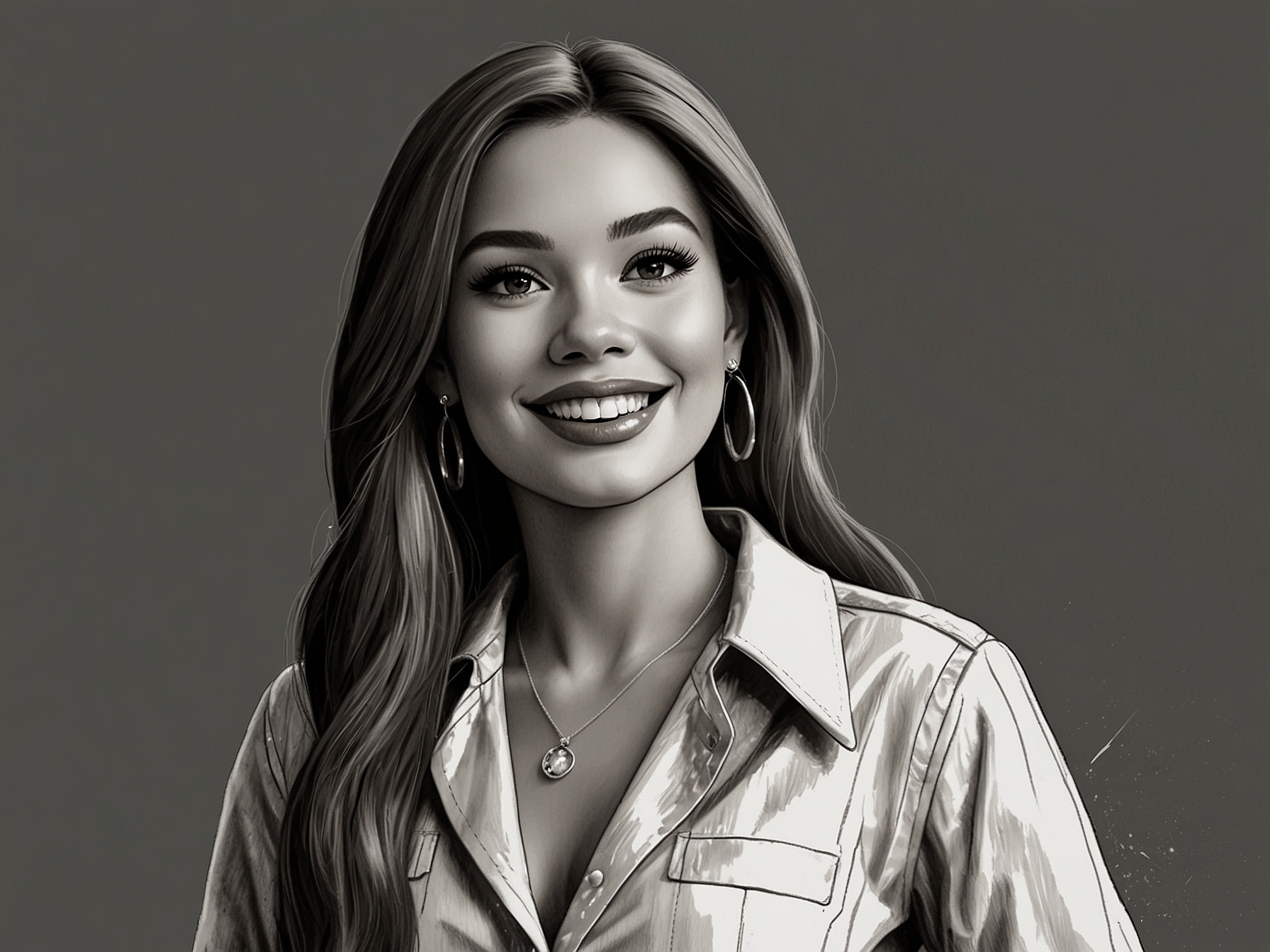 A confident Barbie Vélez smiles brightly while wearing a stylish outfit, reflecting her individuality and embracing her body positivity during the interview.
