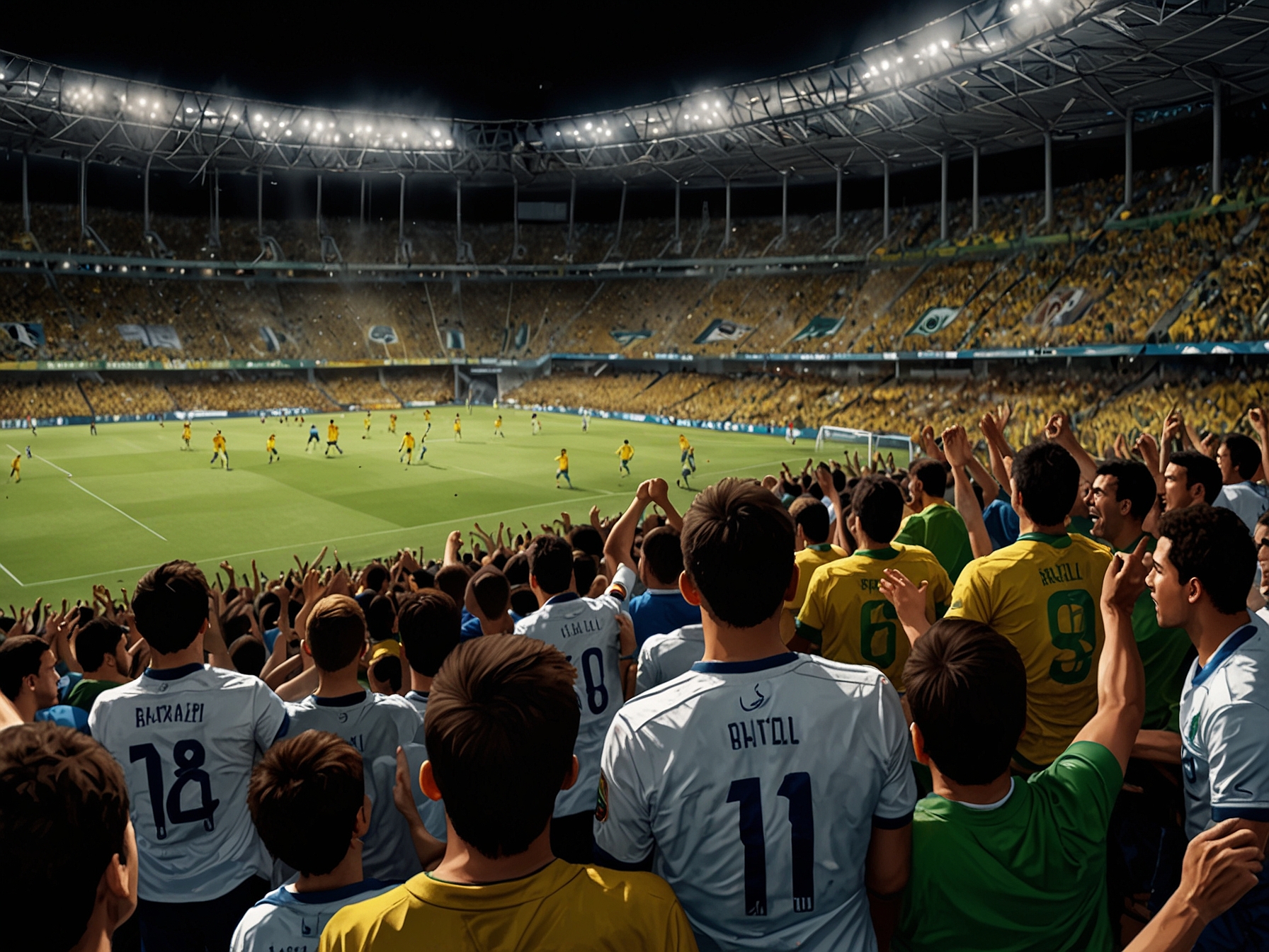Fans displaying a mix of joy and despair at the Série B finale, illustrating the dramatic twist of fate as their teams either celebrate promotion or face disappointment.