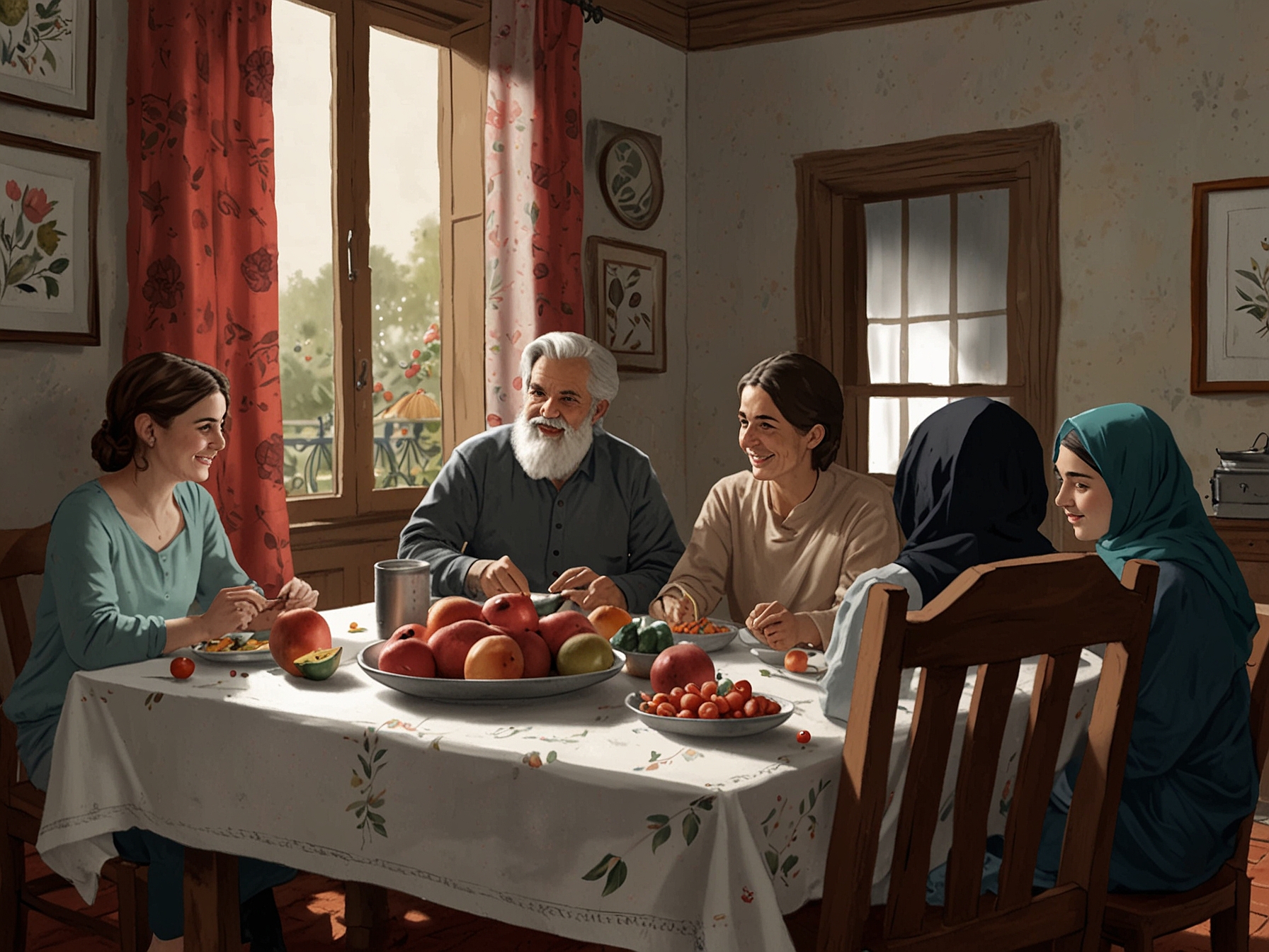 A scenic view of traditional Iranian decorations and a cozy atmosphere during December festivities, echoing the spirit of communal gatherings and cherished traditions.