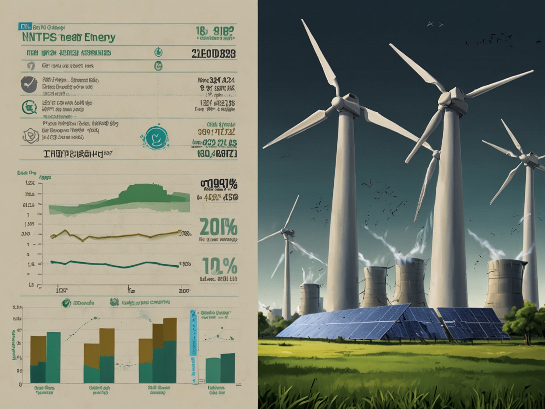 An infographic depicting the NTPC Green Energy IPO details, including subscription rates, share debut dates on BSE and NSE, and the significance of renewable energy investments in India.