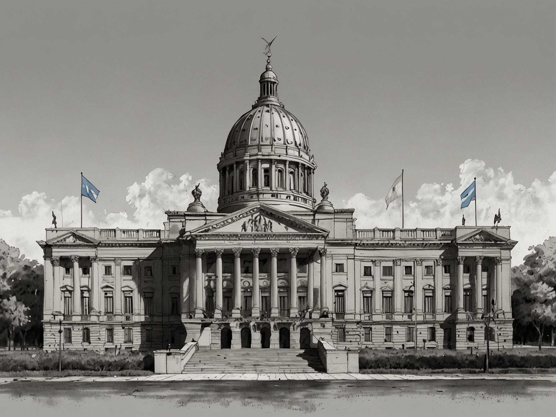 An image depicting the Argentine Congress building in Buenos Aires, symbolizing the political environment and the judicial challenges faced by President Javier Milei's administration.