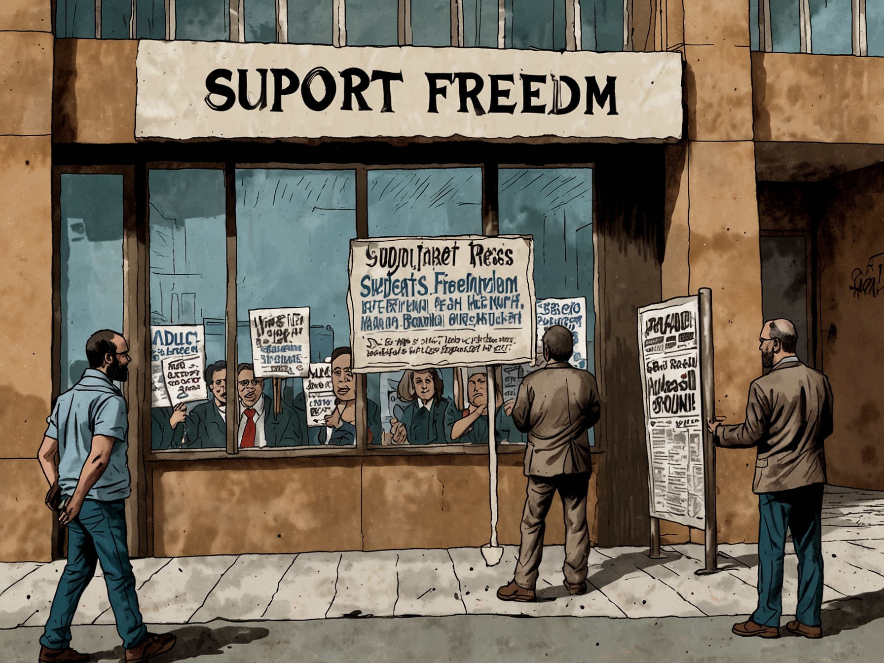 A split image showing Netanyahu speaking at a podium contrasted with a Haaretz editorial headline criticizing his crackdown on dissent, illustrating the clash between government and media.