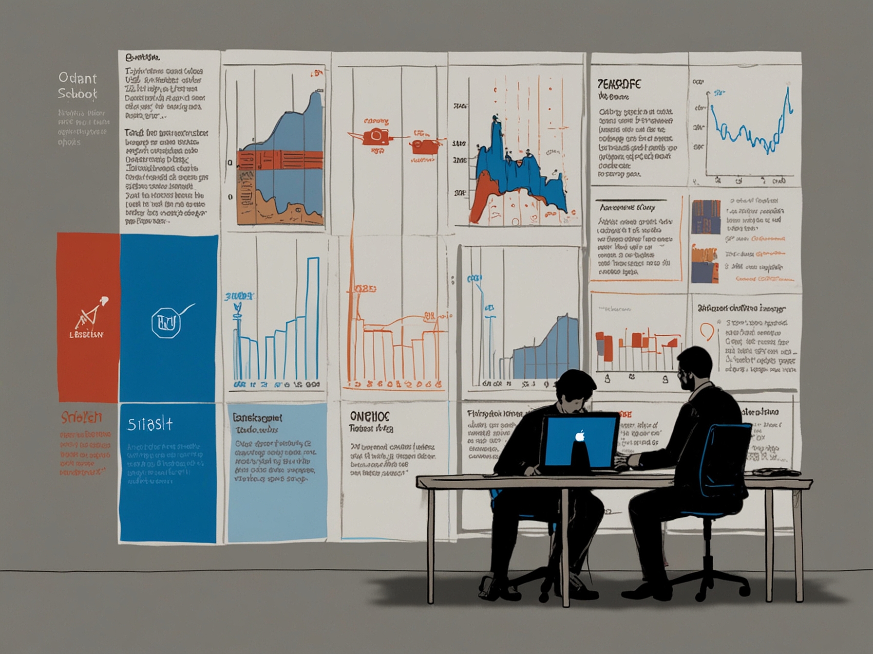 A visual representation of a connected office environment, depicting employees on video calls, showcasing the reliance on Microsoft services during work hours.