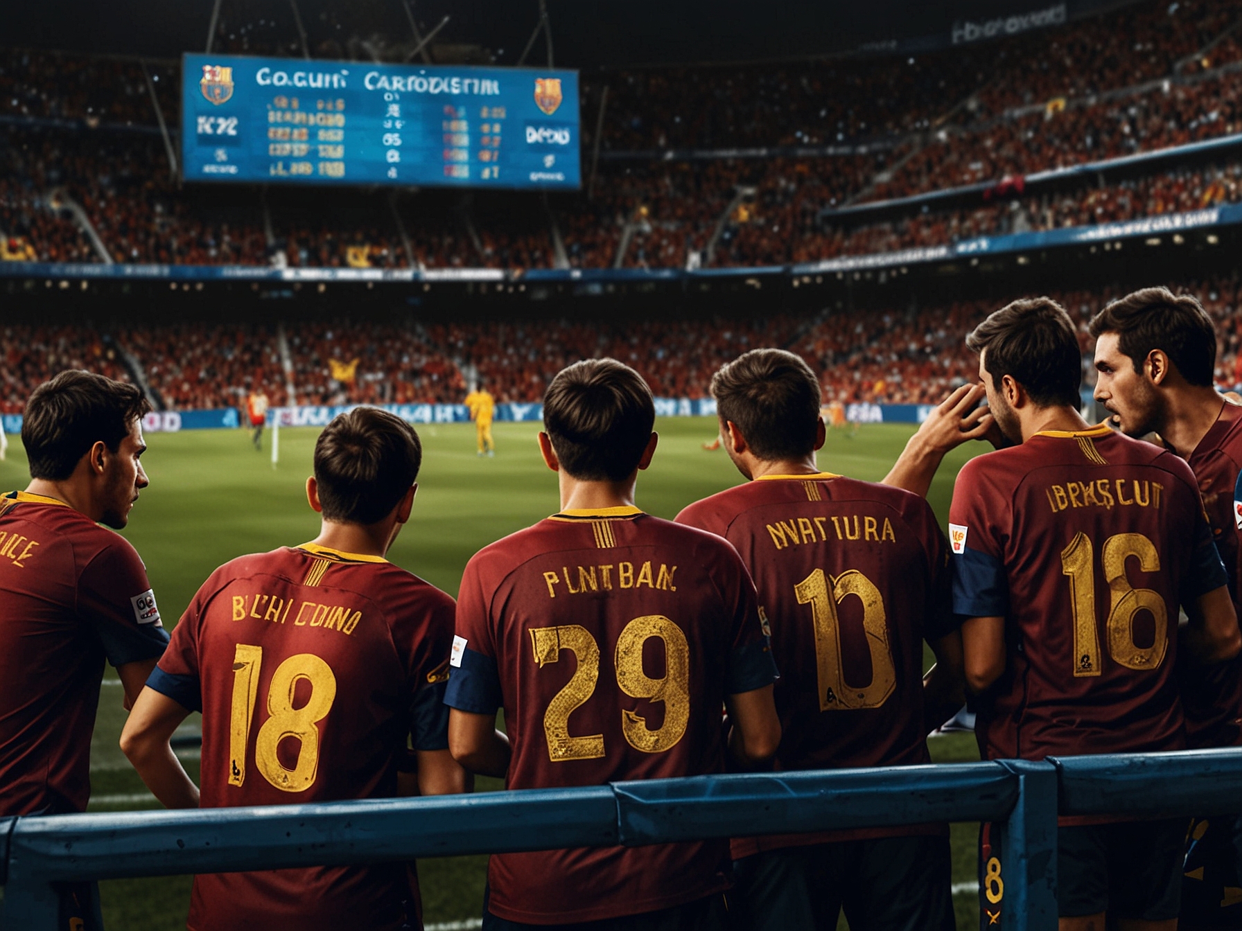 Coach Hansi Flick strategizing on the sidelines, emphasizing his focus on learning from mistakes and fostering growth in the young Barcelona team amid recent frustrations.