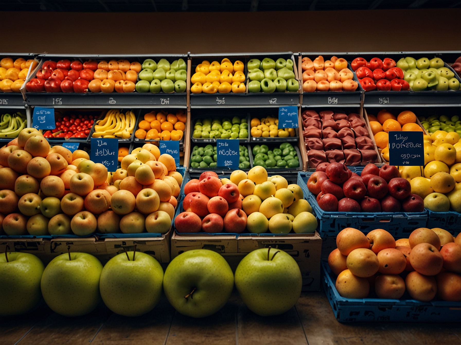 A shopper enthusiastically selecting fresh vegetables including greens, peppers, and root vegetables, reflecting the array of options available during Walmart's Fresh Tuesday Deals.