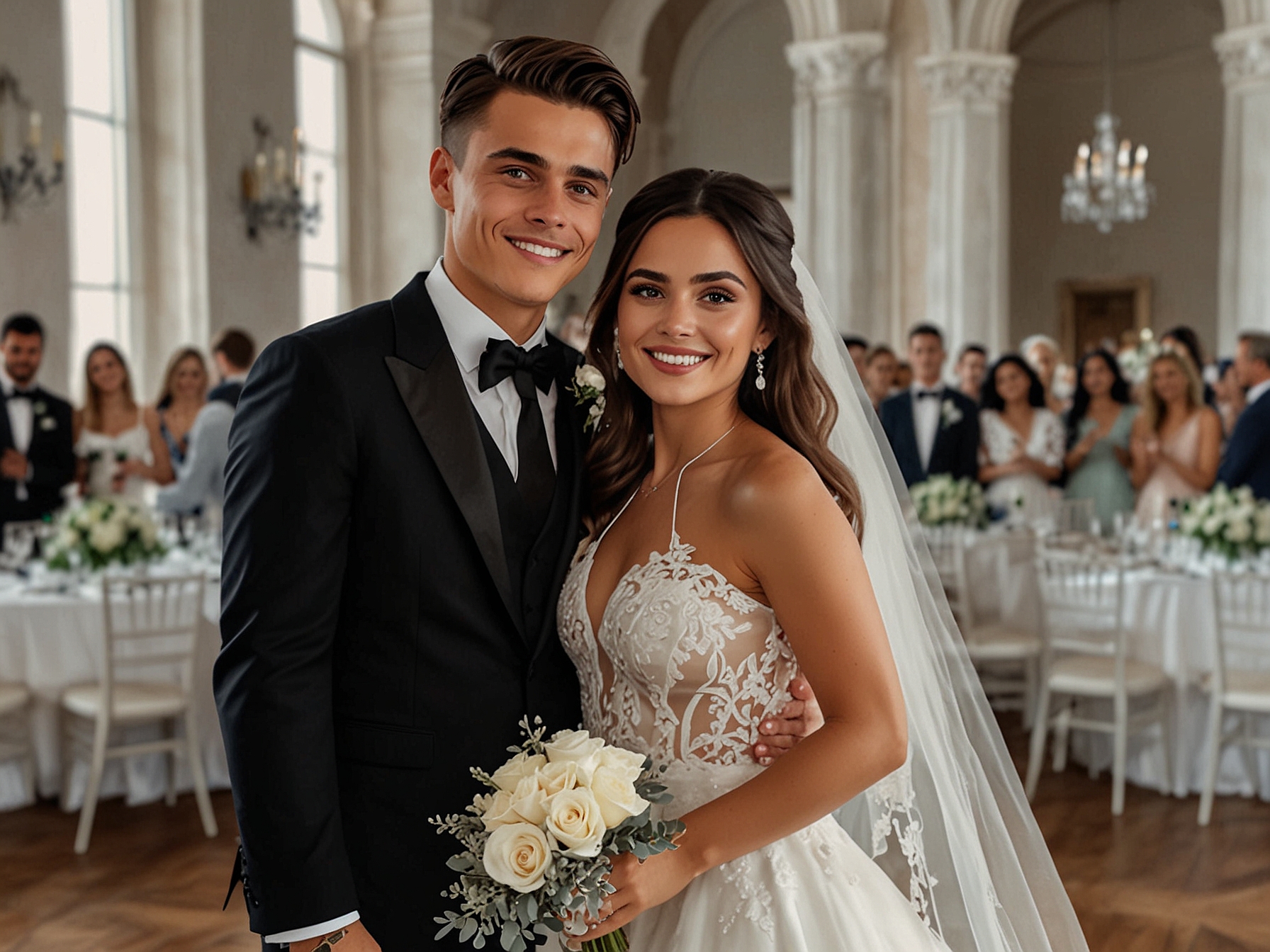 An intimate snapshot showcasing Oriana with her closest family and friends during her wedding, surrounded by love yet reflecting on the emotional void left by her aunt's absence.