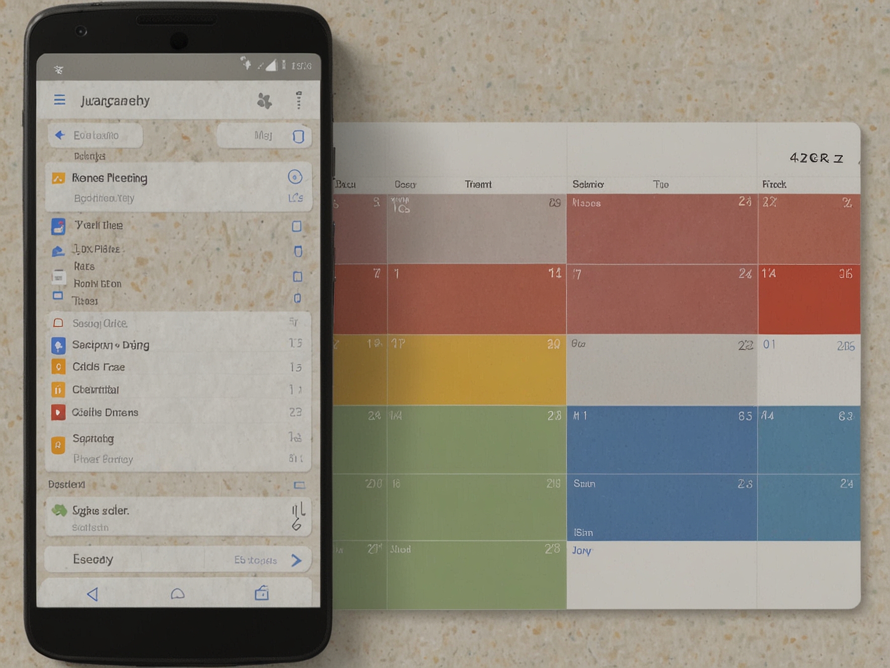 A screenshot of the new Google Calendar interface on an Android device showcasing the central tasks view, displaying tasks clearly with a modern design.