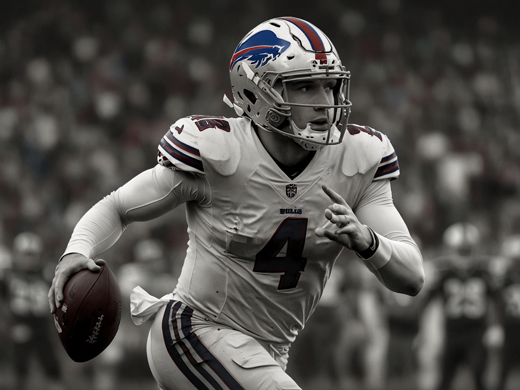 An engaging shot of Josh Allen interacting with young fans, highlighting his philanthropic efforts and commitment to the community beyond football.