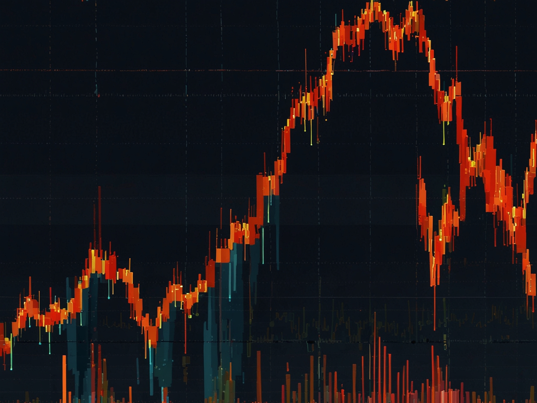 A cryptocurrency market chart showing a sharp decline in Bitcoin prices, with red indicators highlighting the dramatic drop from nearly $100,000 towards $90,000.