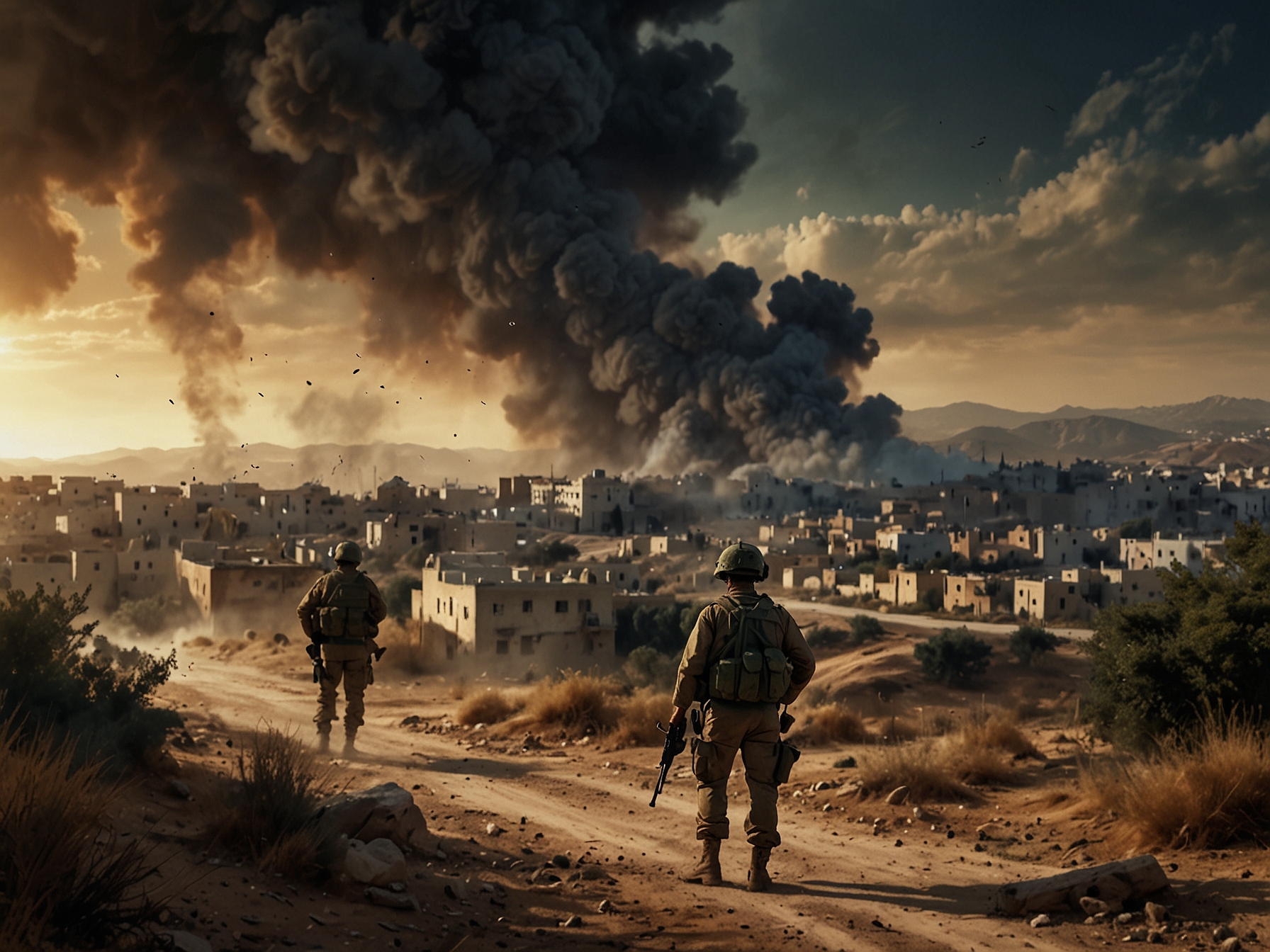 A visual representation of President Biden signing the ceasefire agreement, flanked by Netanyahu, set against a background of divided opinions among constituents, reflecting the complexity of the situation.